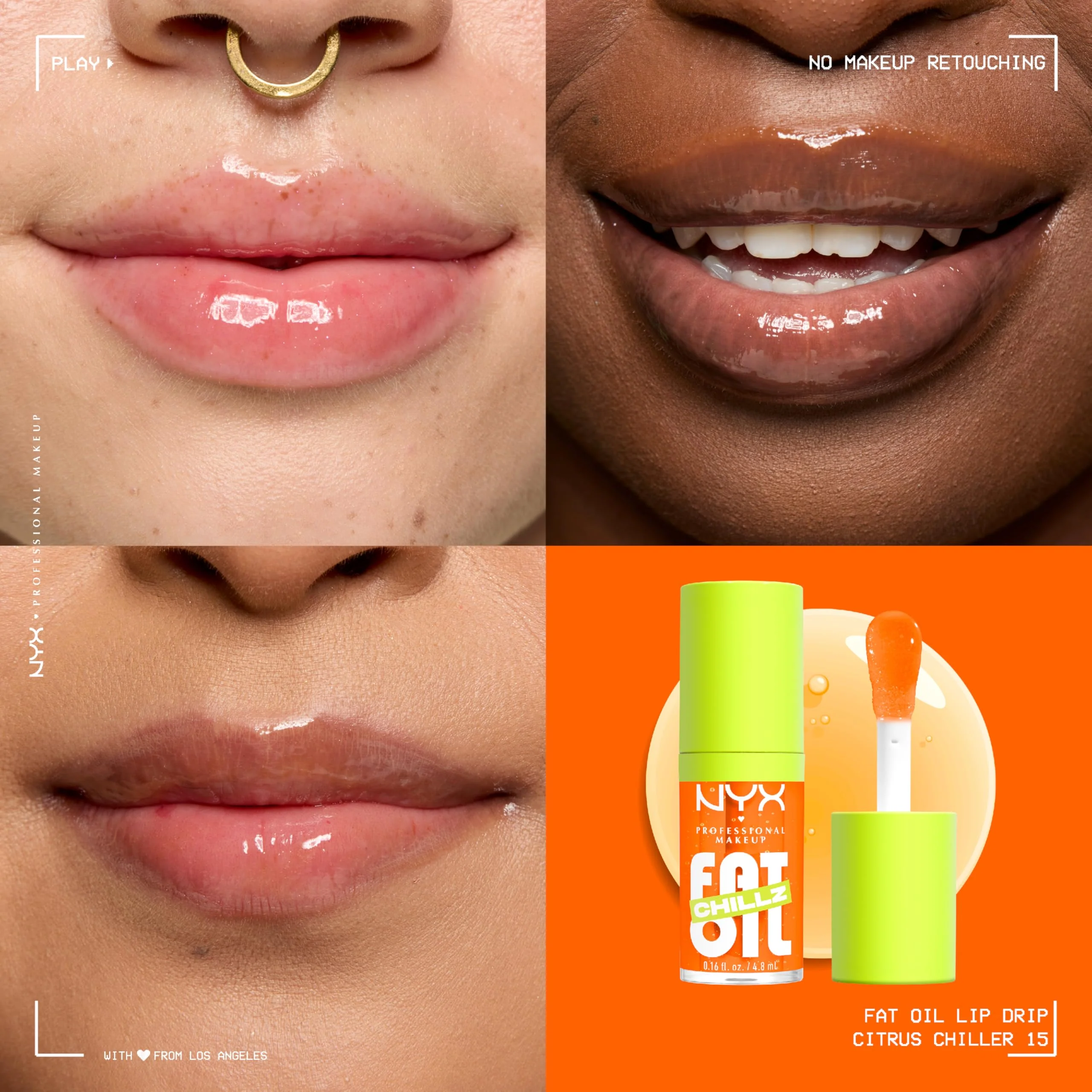 NYX PROFESSIONAL MAKEUP Fat Oil Chillz, Moisturizing, Shiny and Vegan Tinted Lip Gloss - Citrus Chiller (Sheer Orange) - Image 7