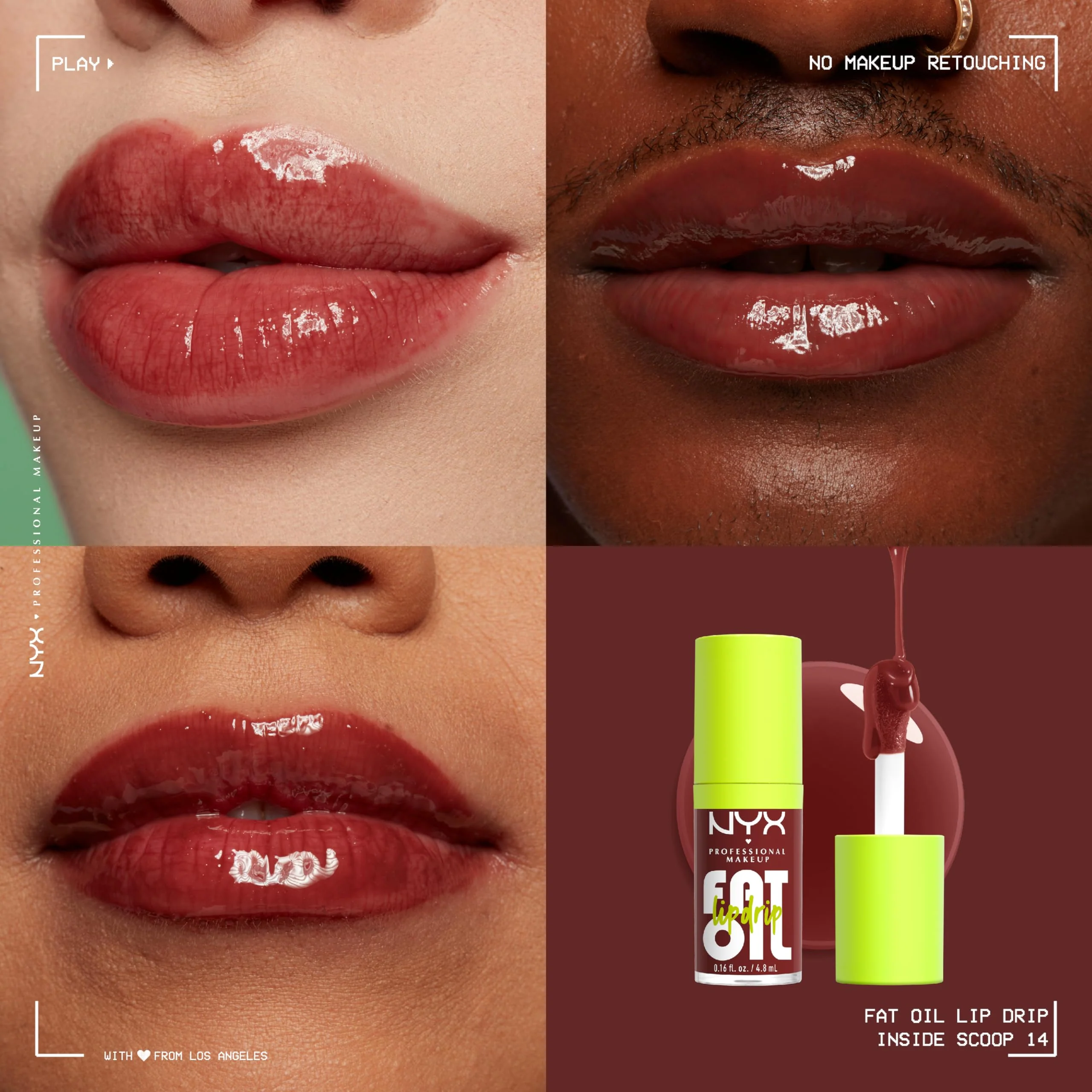 NYX PROFESSIONAL MAKEUP Fat Oil Lip Drip, Moisturizing Lip Oil Gloss, Vegan Tinted Formula, Up to 12 HR Hydration - Inside Scoop (Plum Brown) - Image 6