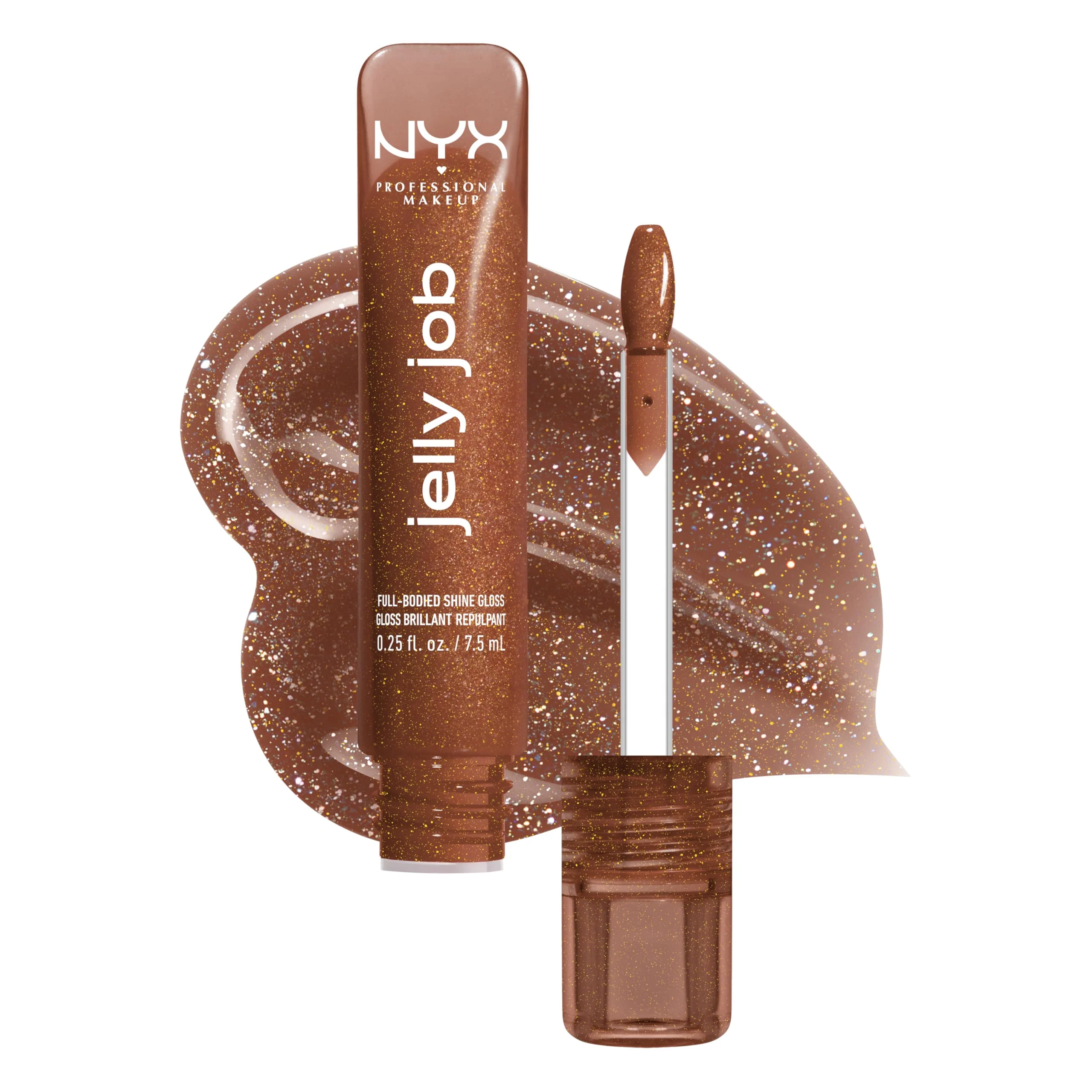 NYX PROFESSIONAL MAKEUP Jelly Job Lip Gloss, Lip Tint Gloss with Full-Bodied, Smoothing, and Hyper-Glossy Shine - Bring Me Jelly (Bronze Shimmer) - Image 2