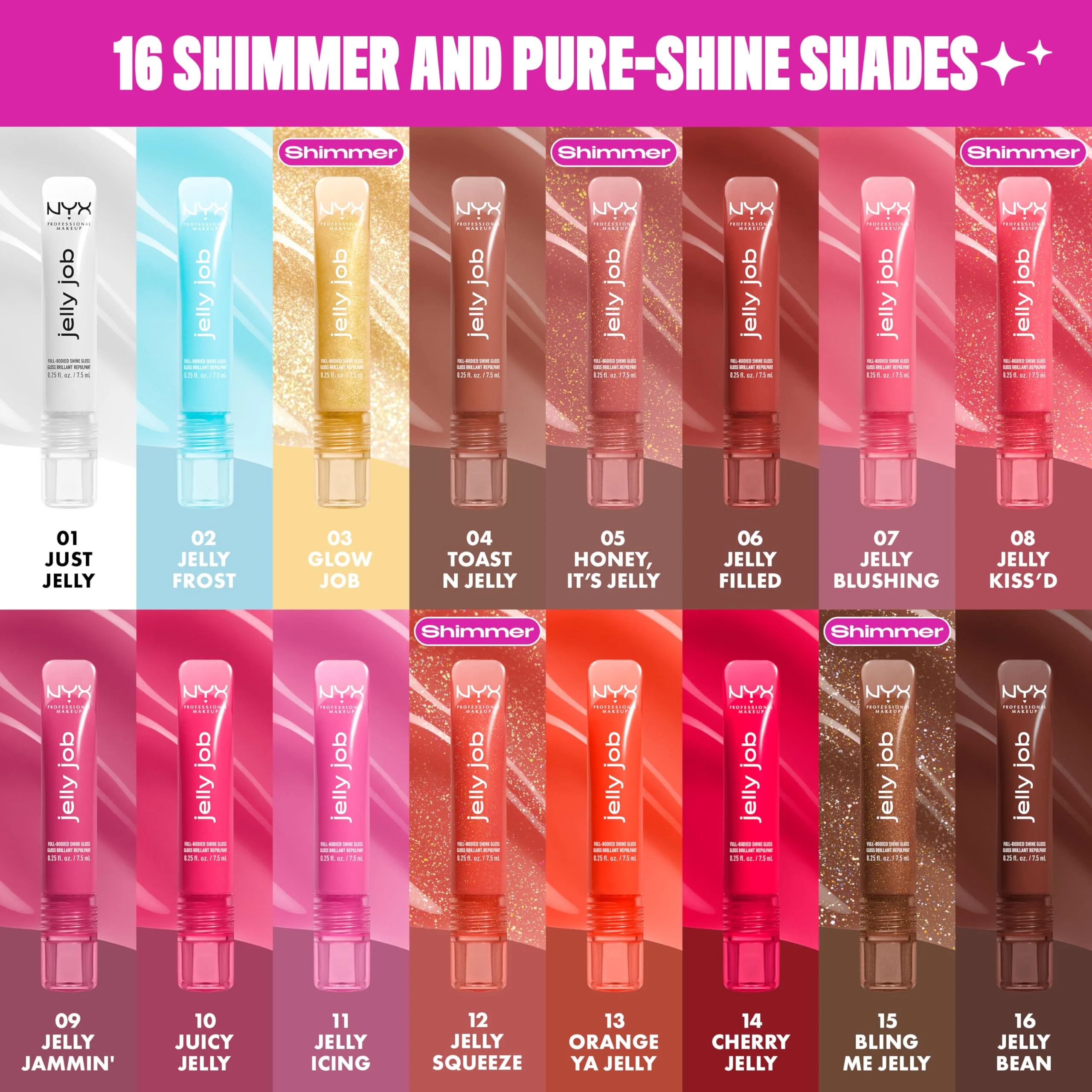 NYX PROFESSIONAL MAKEUP Jelly Job Lip Gloss, Lip Tint Gloss with Full-Bodied, Smoothing, and Hyper-Glossy Shine - Bring Me Jelly (Bronze Shimmer) - Image 6