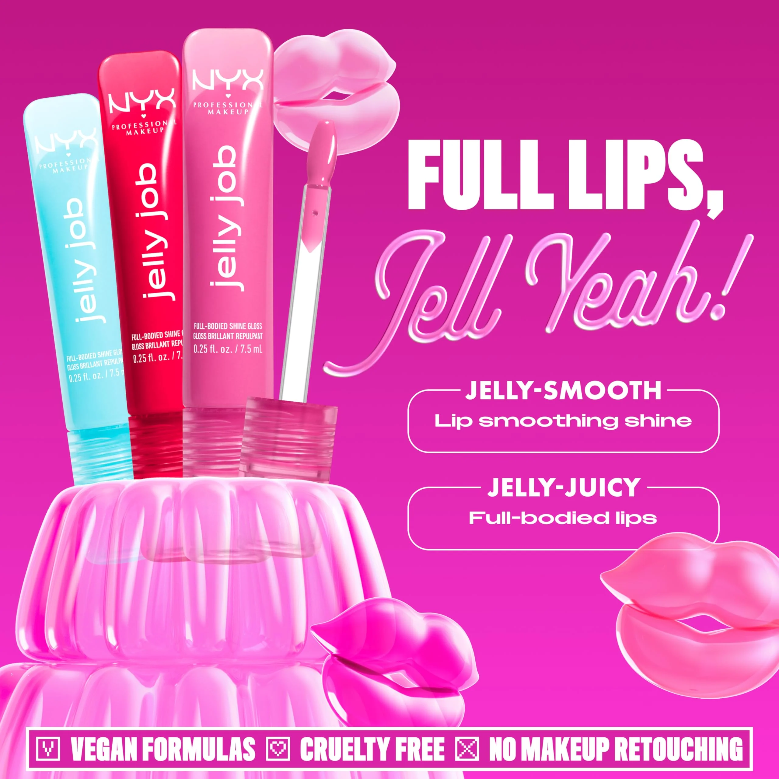 NYX PROFESSIONAL MAKEUP Jelly Job Lip Gloss, Lip Tint Gloss with Full-Bodied, Smoothing, and Hyper-Glossy Shine - Honey, It's Jelly (Nude Pearl Shimmer) - Image 9