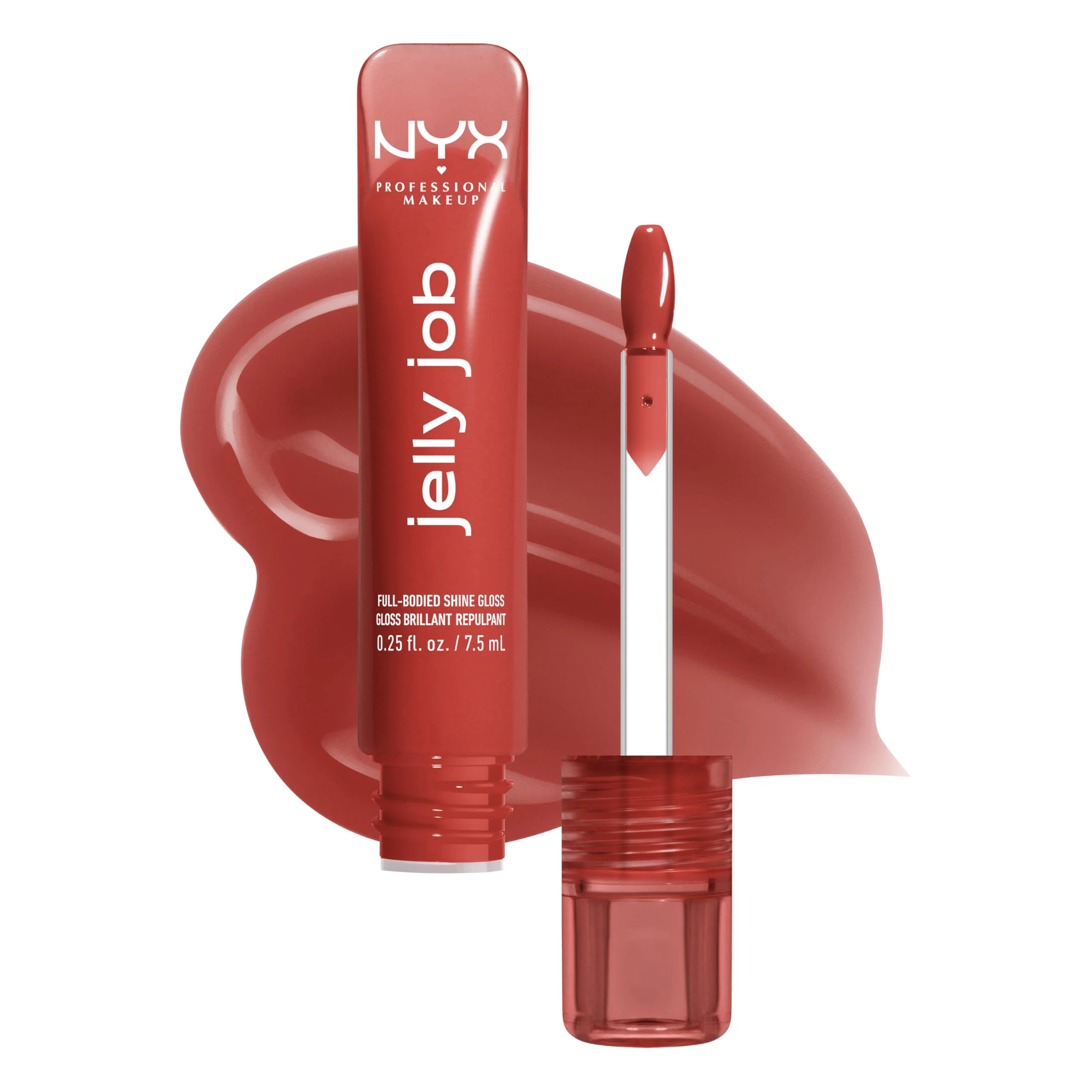 NYX PROFESSIONAL MAKEUP Jelly Job Lip Gloss, Lip Tint Gloss with Full-Bodied, Smoothing, and Hyper-Glossy Shine - Jelly Filled (Spice Brown) - Image 2