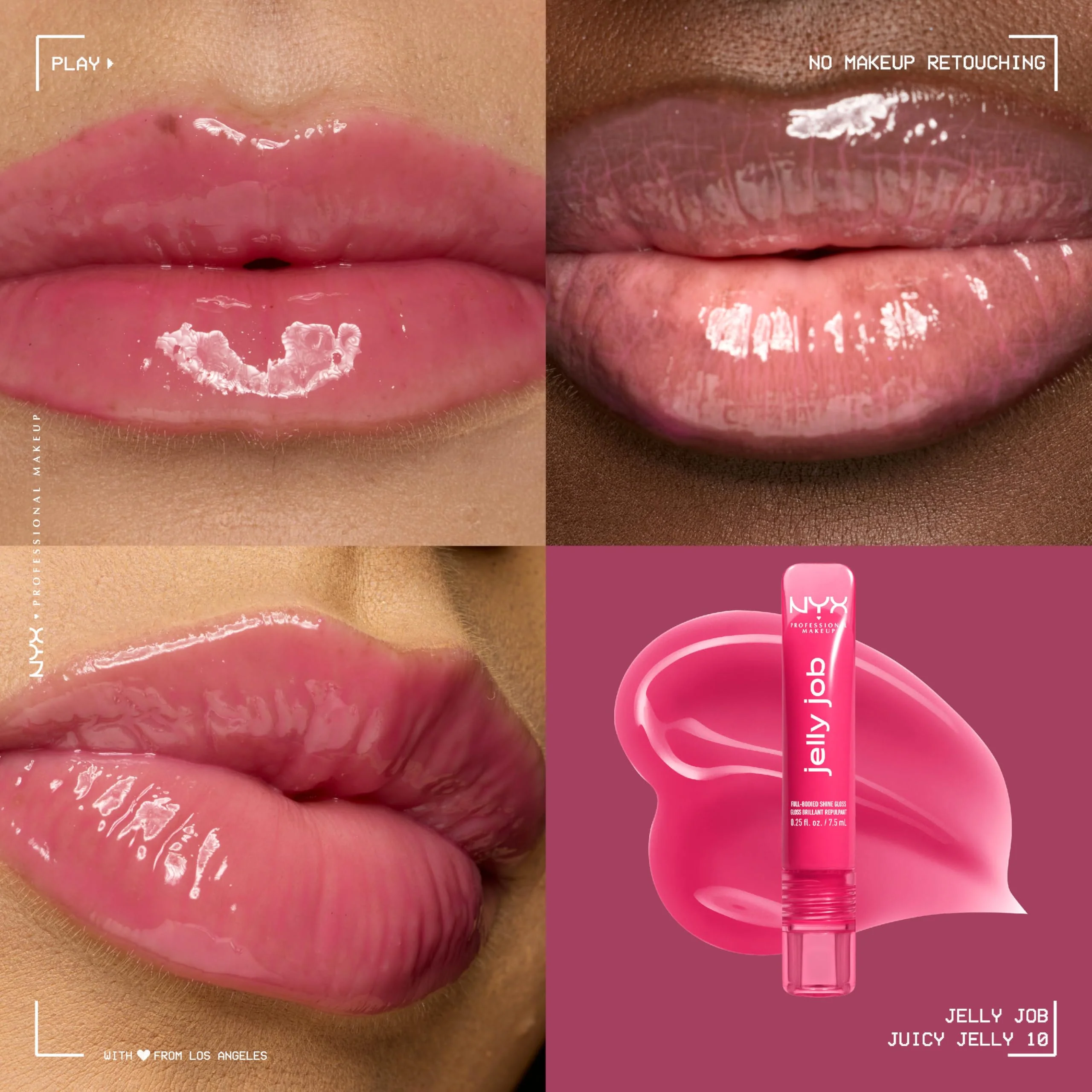 NYX PROFESSIONAL MAKEUP Jelly Job Lip Gloss, Lip Tint Gloss with Full-Bodied, Smoothing, and Hyper-Glossy Shine - Juicy Jelly (Bright Pink) - Image 10