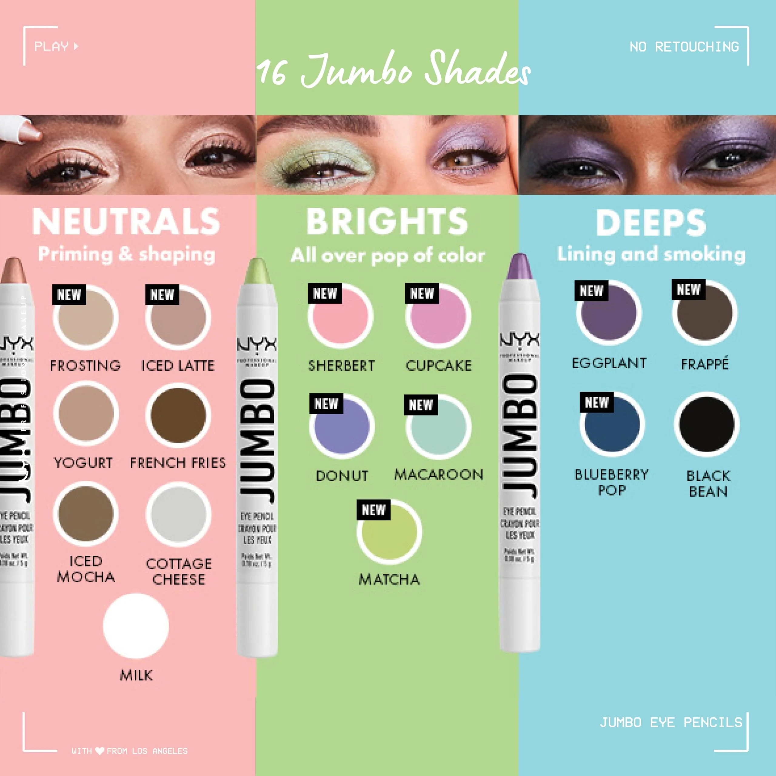 NYX PROFESSIONAL MAKEUP Jumbo Eye Pencil, Blendable Eyeshadow Stick & Eyeliner Pencil - Milk & Black Bean (2-Pack) - Image 4