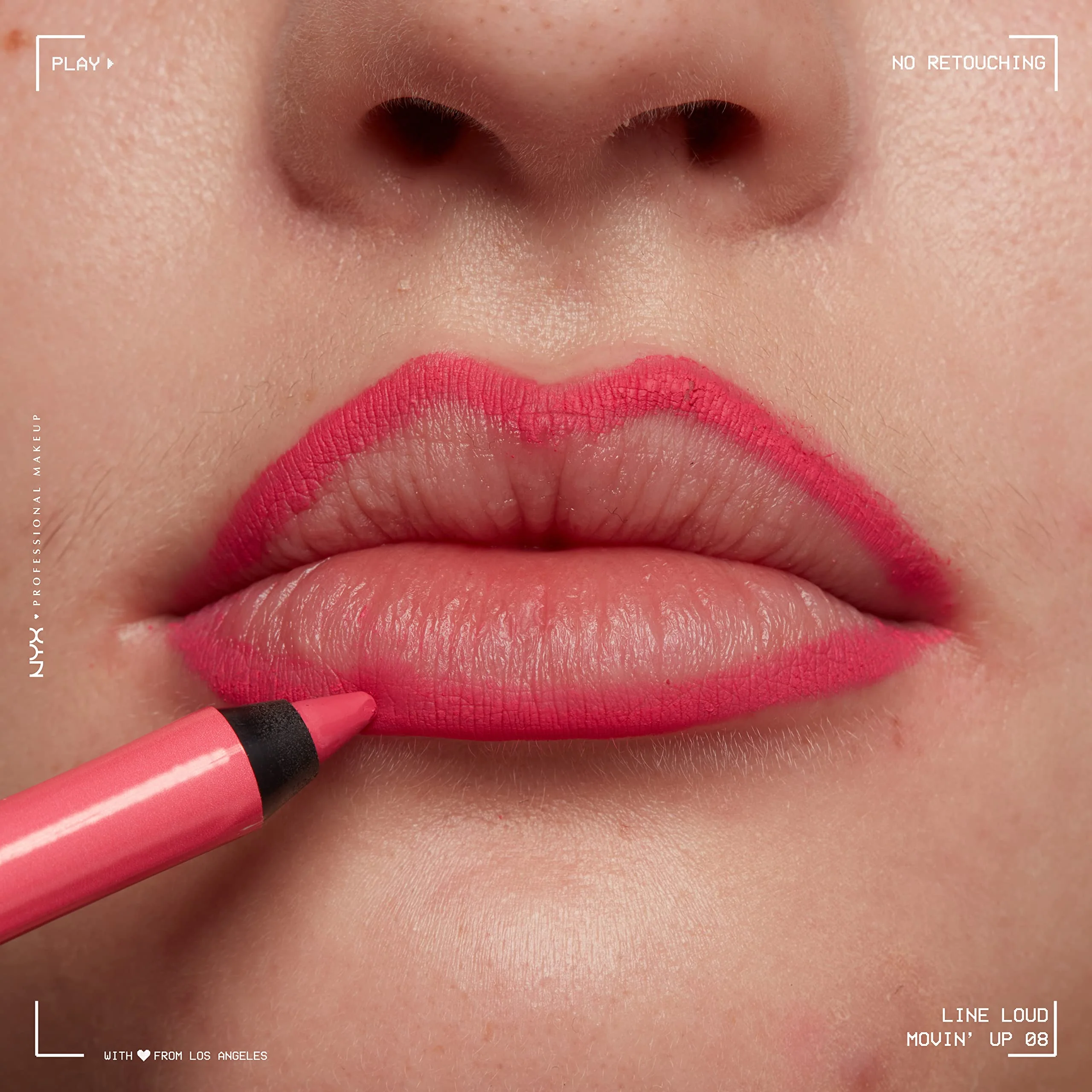 NYX PROFESSIONAL MAKEUP Line Loud Lip Liner, Longwear and Pigmented Lip Pencil with Jojoba Oil & Vitamin E - Movin' Up (Bright Pink Peach) - Image 6