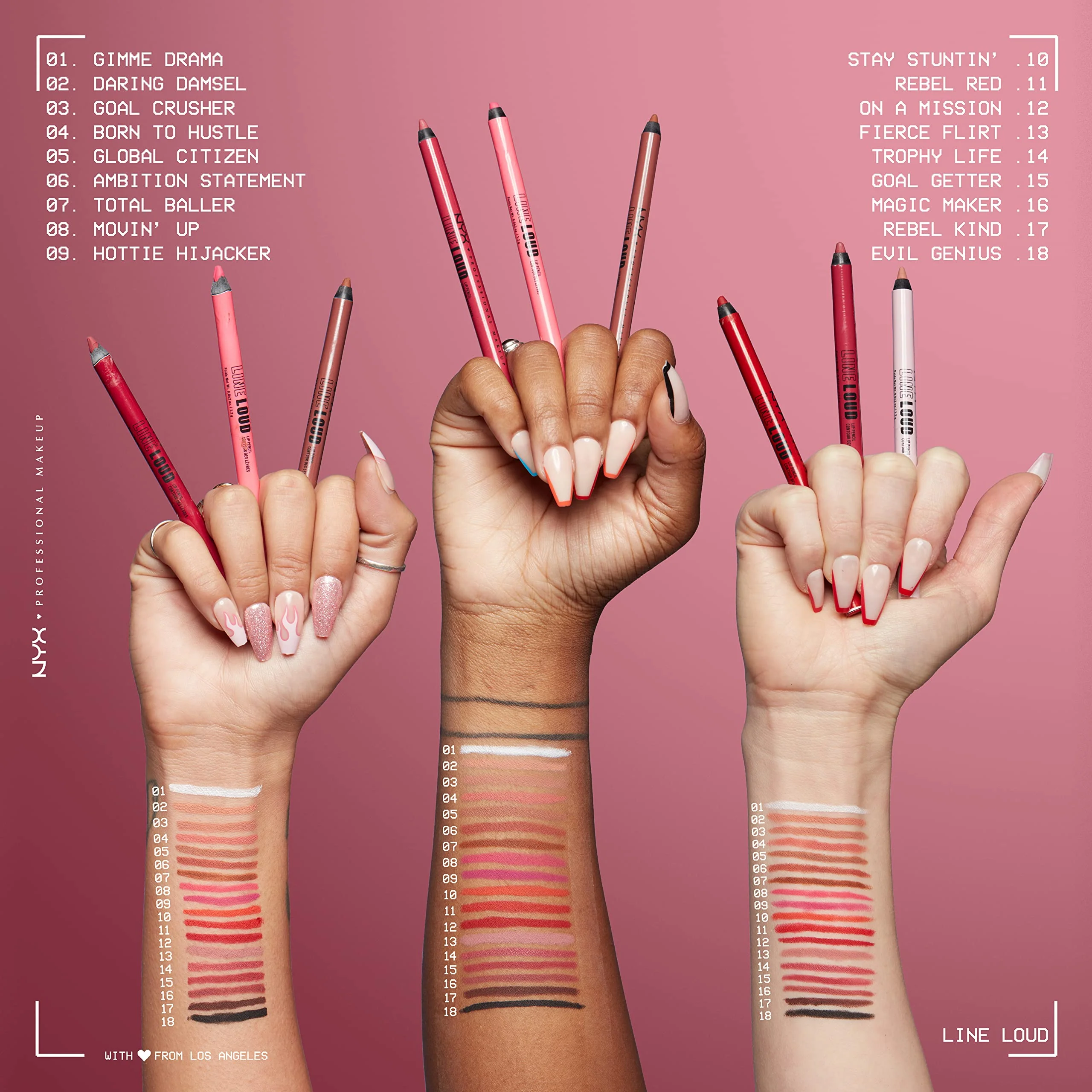 NYX PROFESSIONAL MAKEUP Line Loud Lip Liner, Longwear and Pigmented Lip Pencil with Jojoba Oil & Vitamin E - Movin' Up (Bright Pink Peach) - Image 8