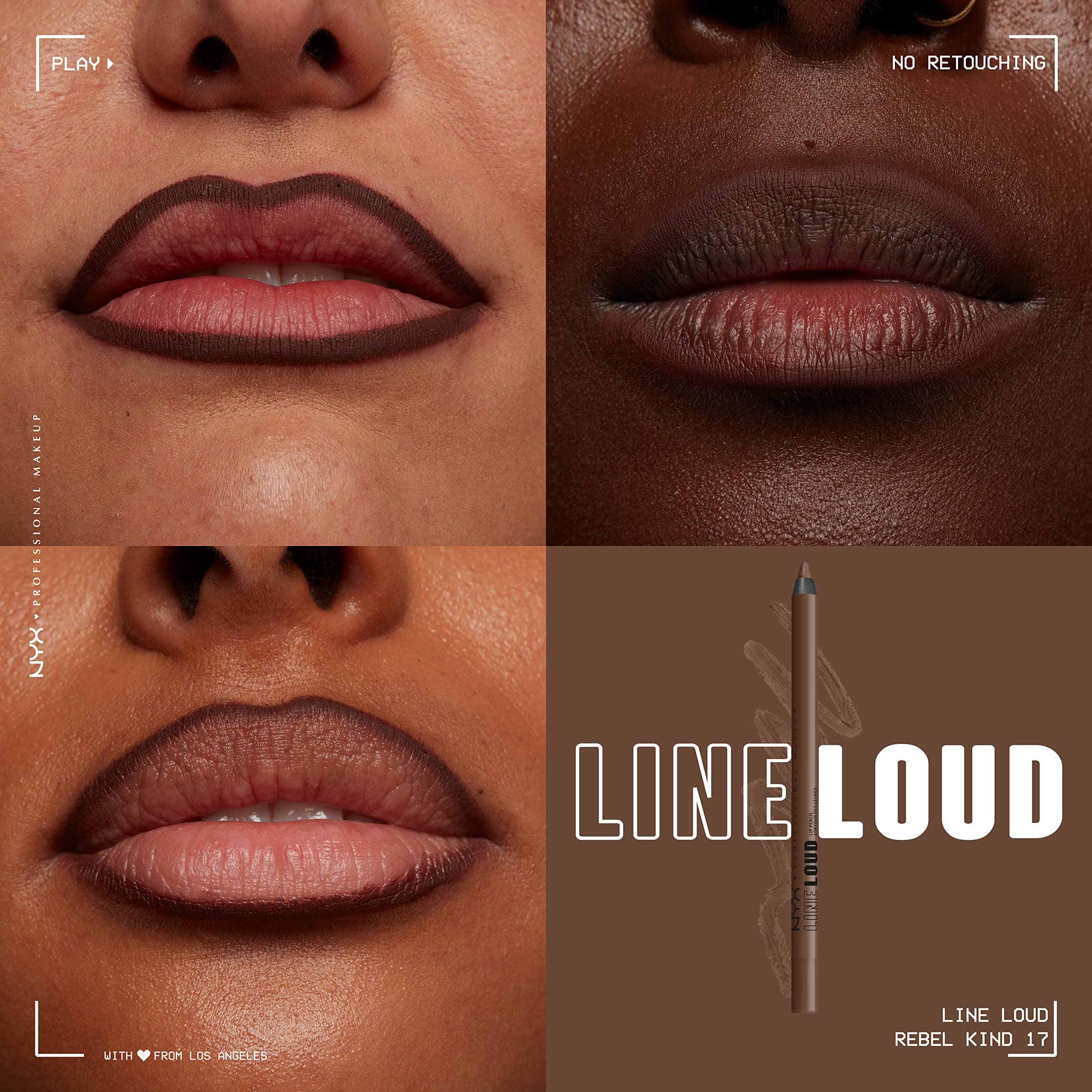 NYX PROFESSIONAL MAKEUP Line Loud Lip Liner, Longwear and Pigmented Lip Pencil with Jojoba Oil & Vitamin E - Rebel Kind (Chocolate Brown) - Image 14