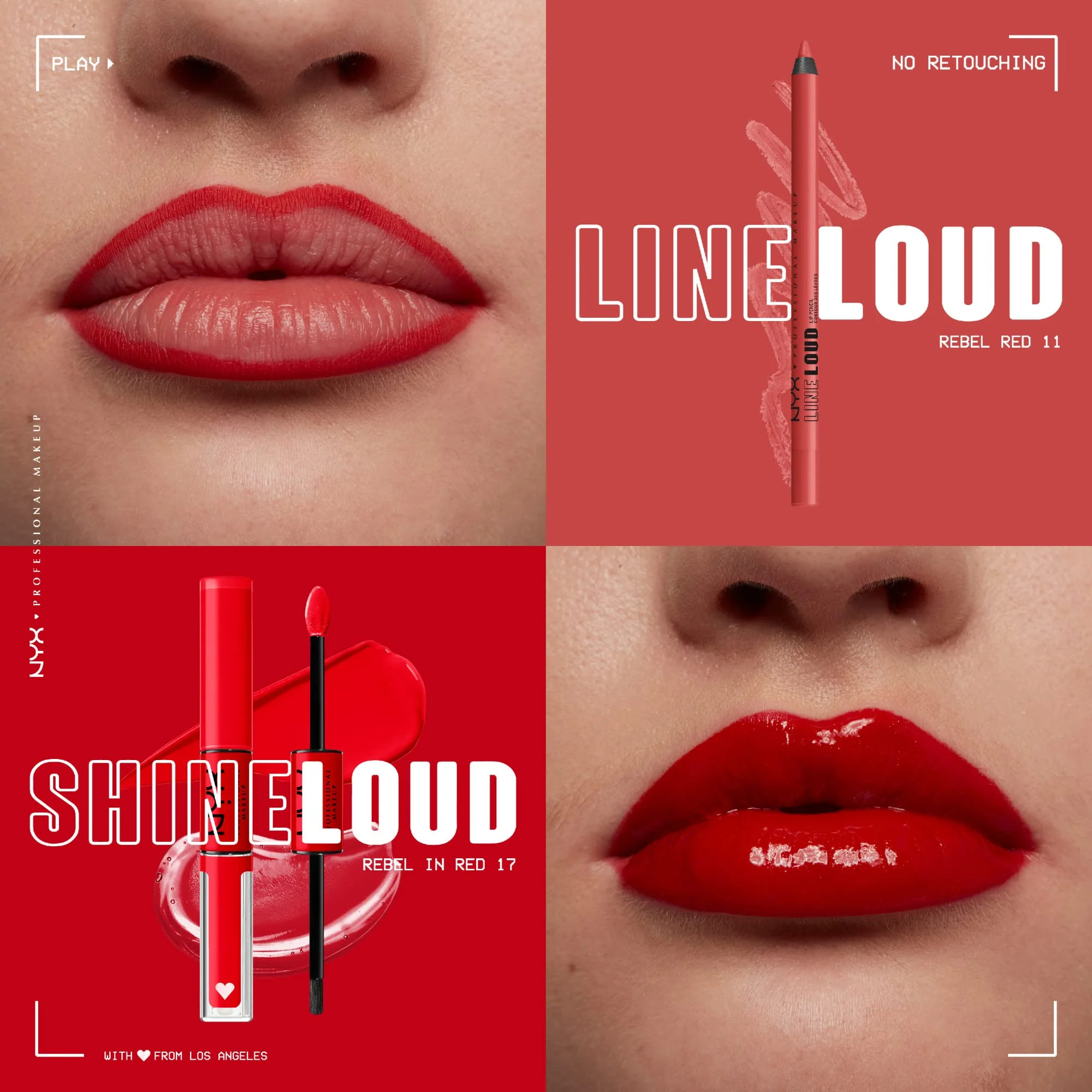 NYX PROFESSIONAL MAKEUP Line Loud Lip Liner, Longwear and Pigmented Lip Pencil with Jojoba Oil & Vitamin E - Rebel Red (Warm Red) - Image 2