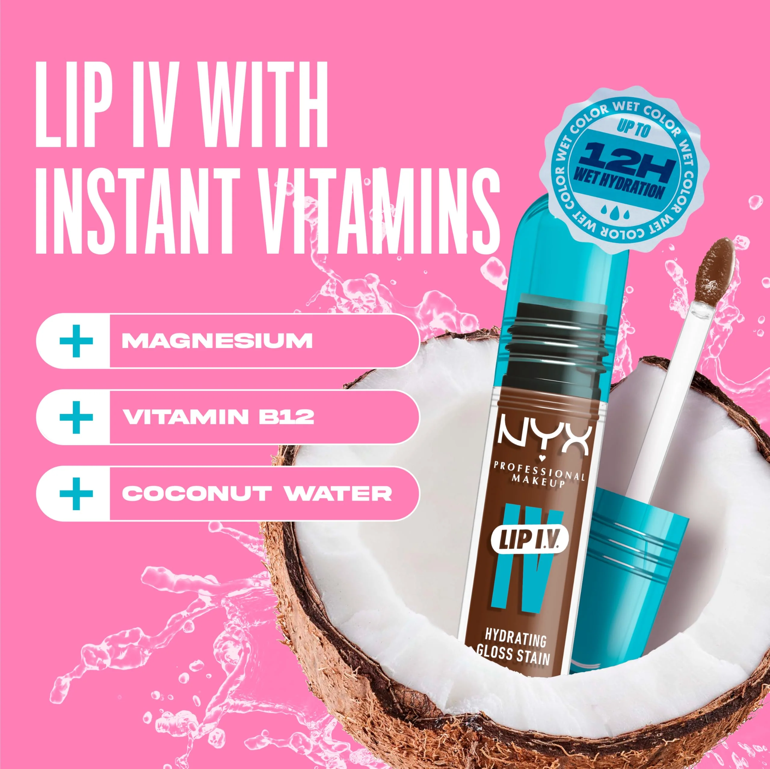 NYX PROFESSIONAL MAKEUP Lip IV Hydrating Glossy Lip Stain, Long-Lasting, Tinted, Vegan Formula with 12 HR Hydration - Splash N Spice (Brown) - Image 7