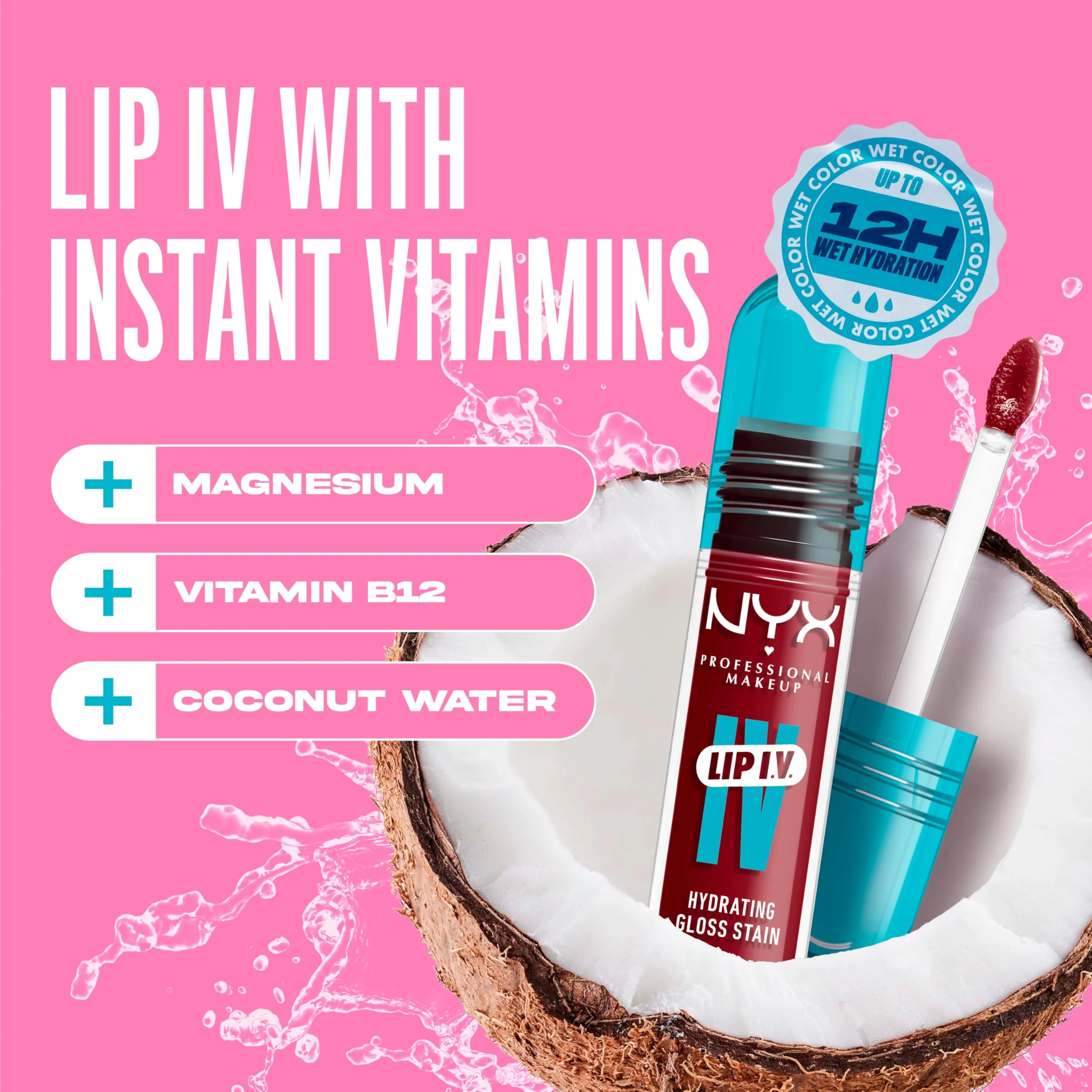 NYX PROFESSIONAL MAKEUP Lip IV Hydrating Glossy Lip Stain with 12HR Hydration - Cranberry Splash (Red) - Image 7