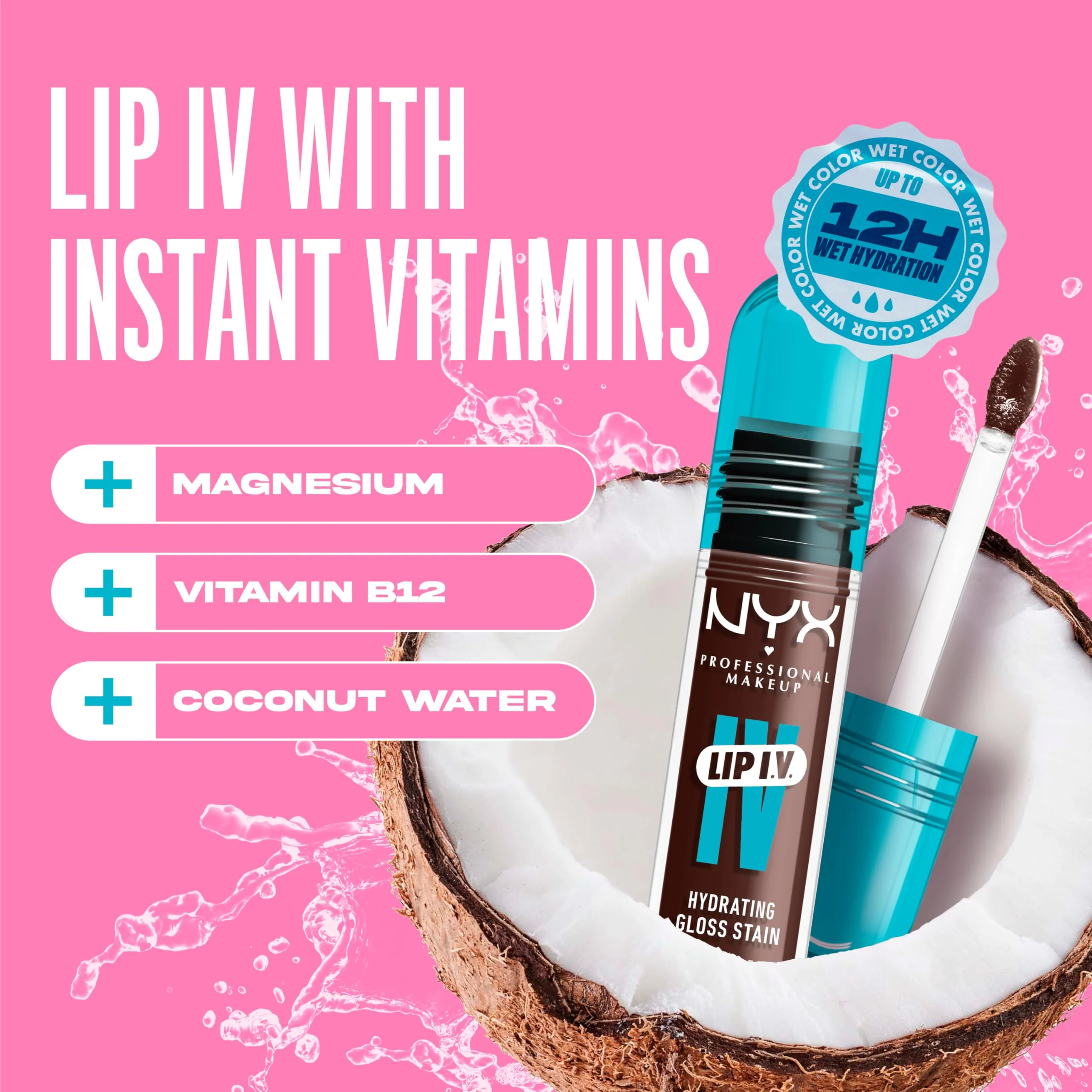 NYX PROFESSIONAL MAKEUP Lip IV Hydrating Glossy Lip Stain with 12HR Hydration - Espresso Soak (Brown) - Image 7