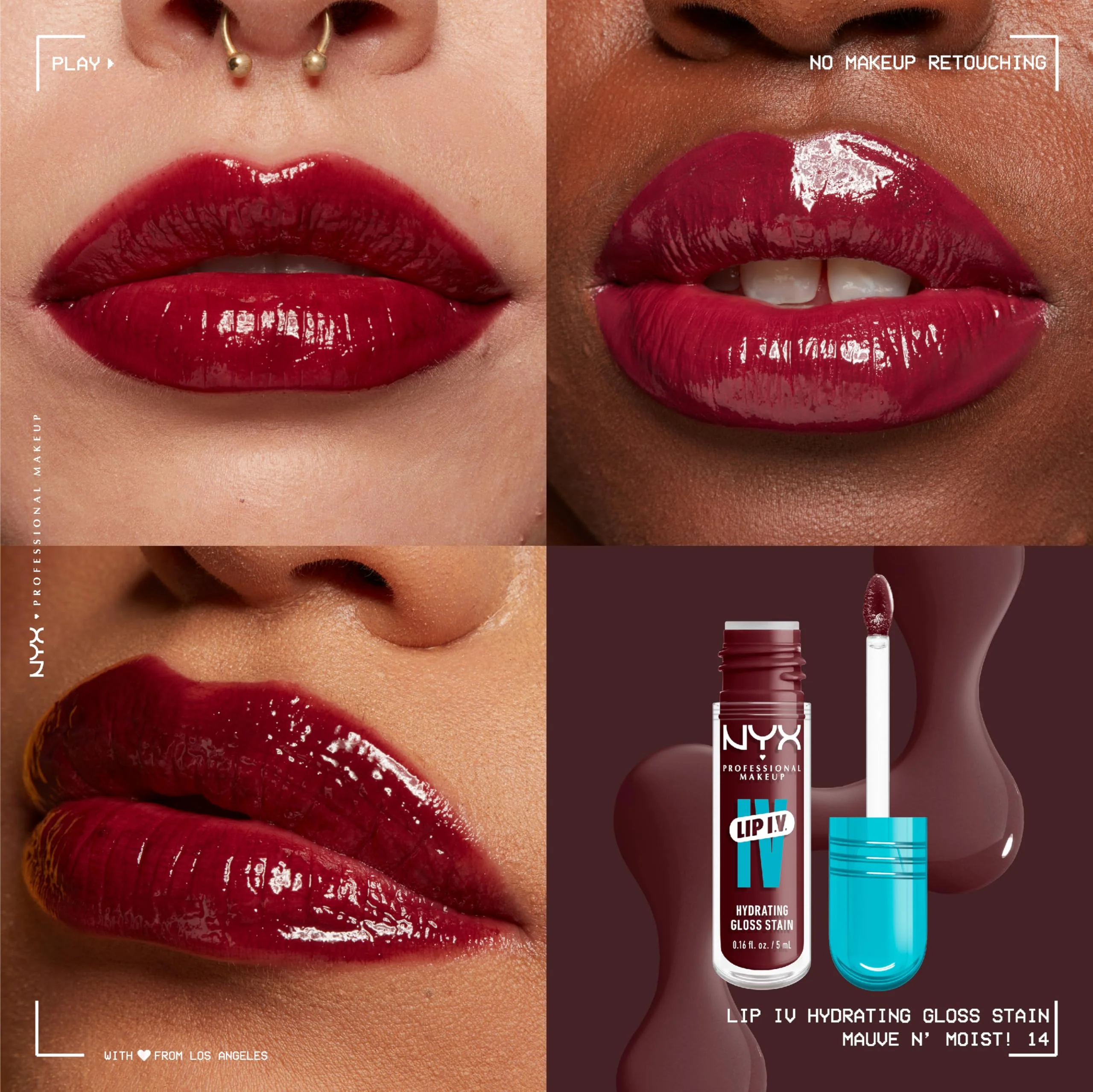 NYX PROFESSIONAL MAKEUP Lip IV Hydrating Glossy Lip Stain with 12HR Hydration - Mauve N Moist (Purple) - Image 10
