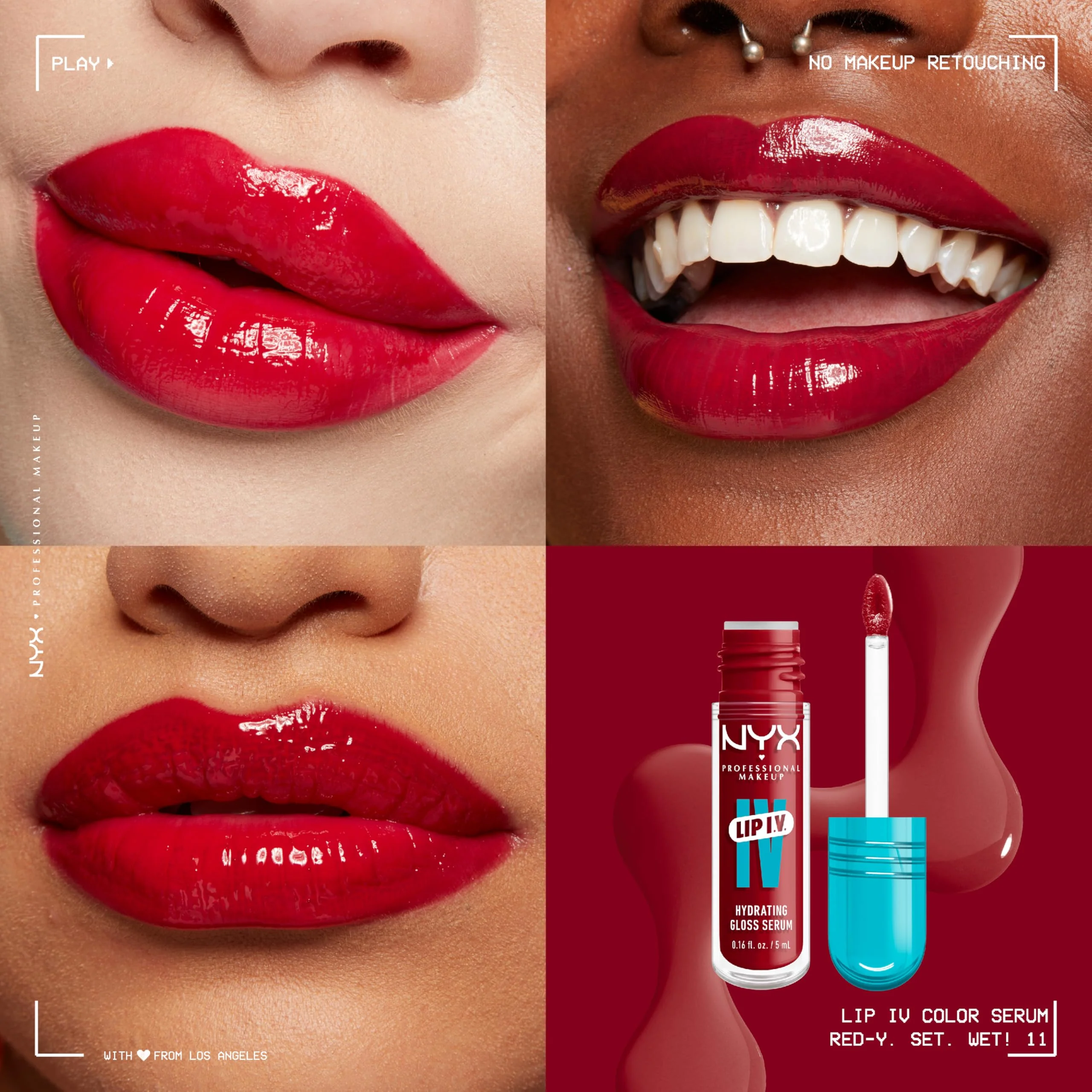 NYX PROFESSIONAL MAKEUP Lip IV Hydrating Glossy Lip Stain with 12HR Hydration - Red-y Set Wet (Red) - Image 6
