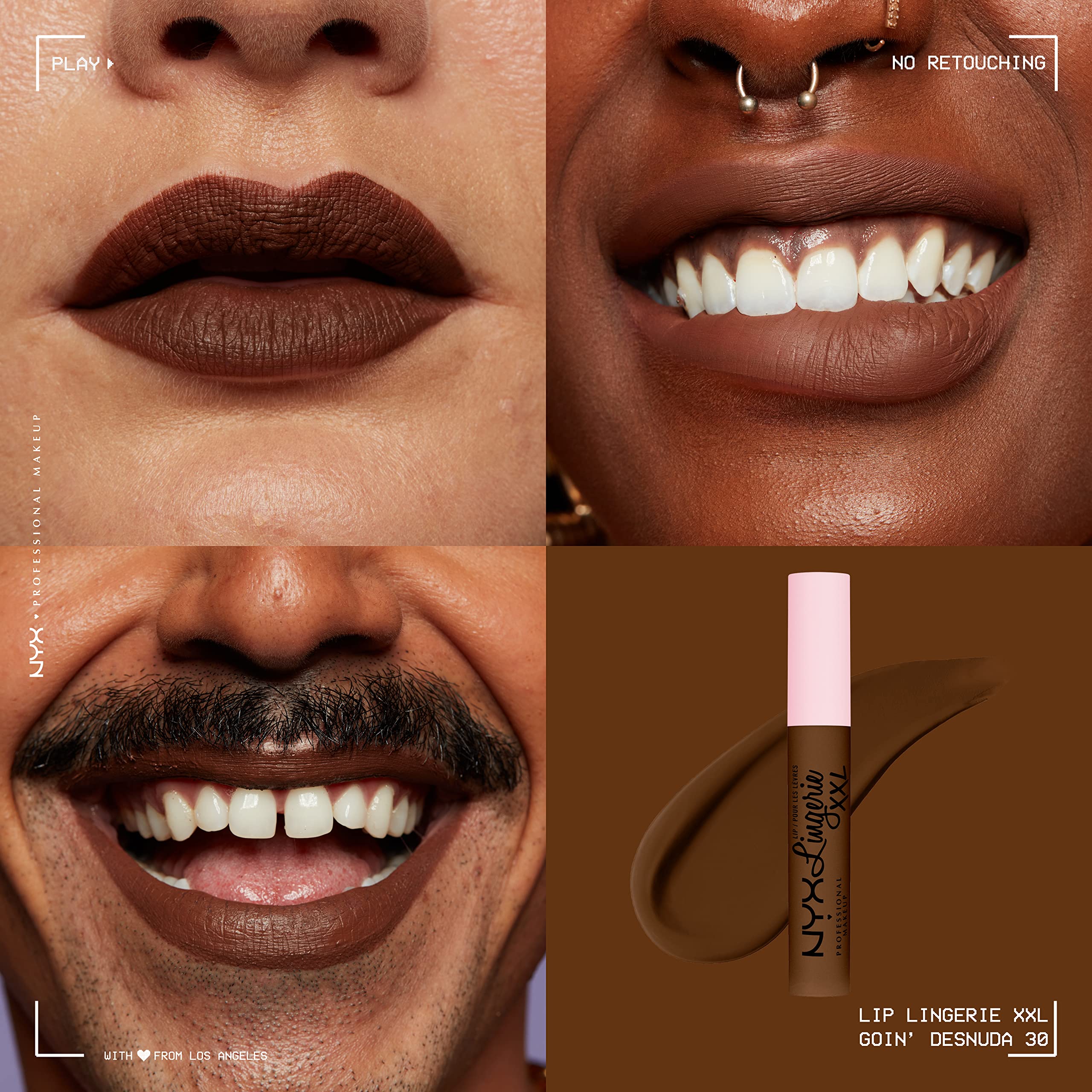 NYX PROFESSIONAL MAKEUP Lip Lingerie XXL Matte Liquid Lipstick - Goin Desnuda (Chocolate Brown) - Image 8