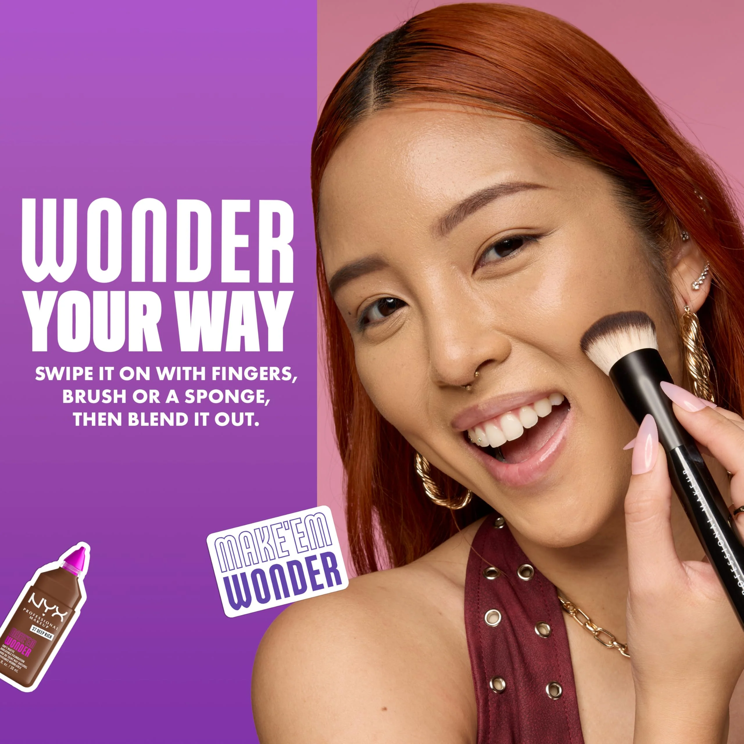 NYX PROFESSIONAL MAKEUP Make 'Em Wonder Liquid Foundation, 24HR Foundation Makeup With A Soft Matte Finish, Buildable Full Coverage - 09 Light Nude - Image 6