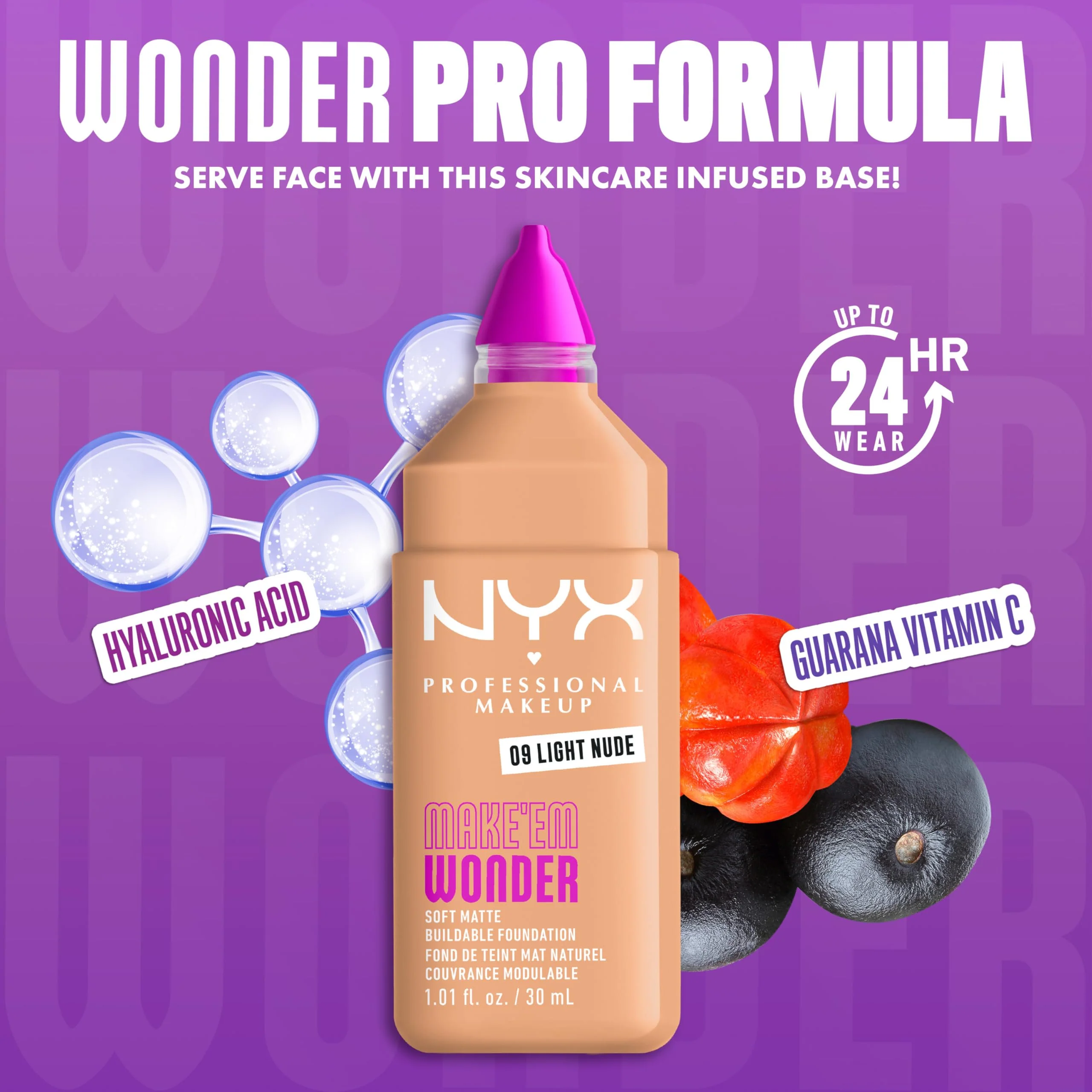 NYX PROFESSIONAL MAKEUP Make 'Em Wonder Liquid Foundation, 24HR Foundation Makeup With A Soft Matte Finish, Buildable Full Coverage - 09 Light Nude - Image 8