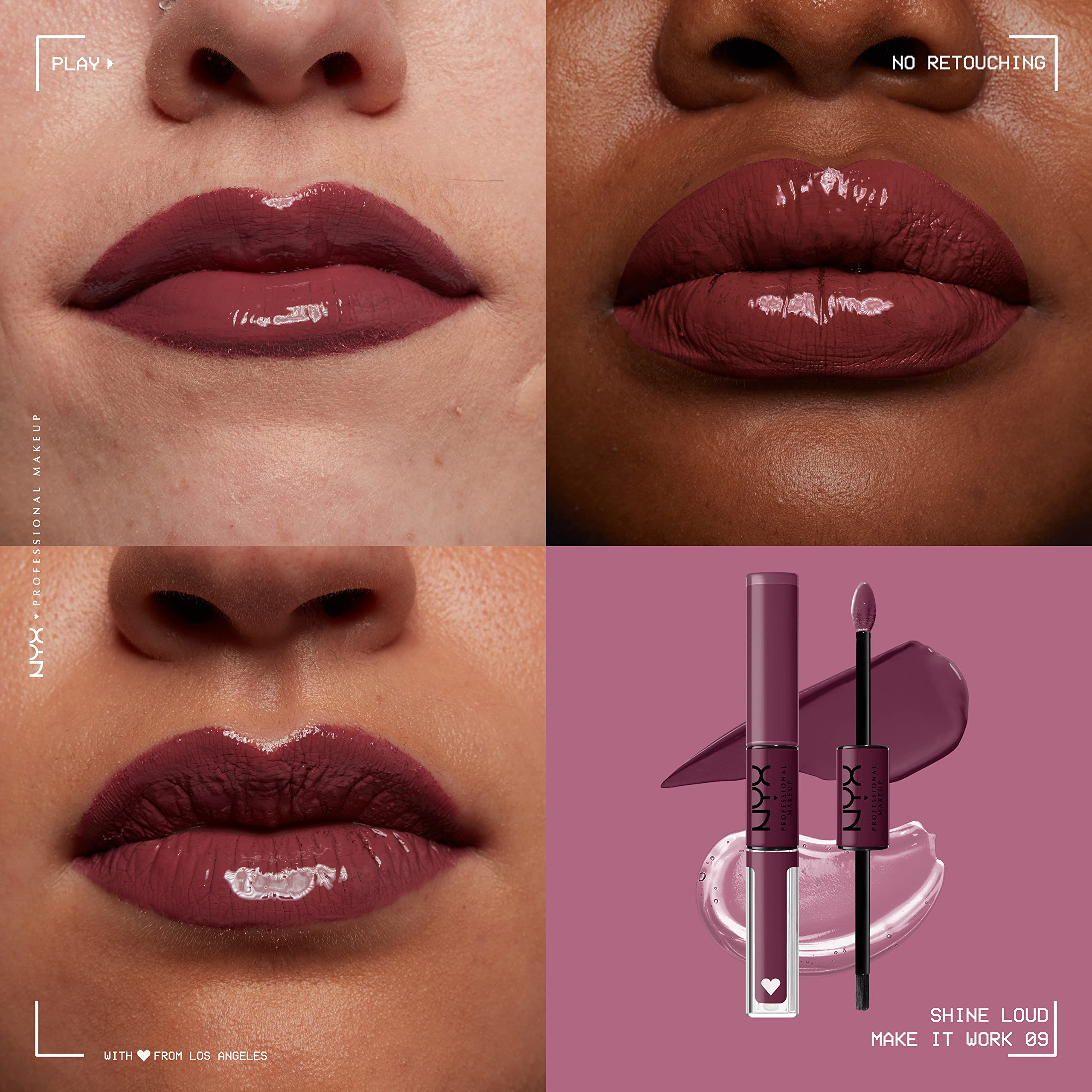 NYX PROFESSIONAL MAKEUP Shine Loud, Long-Lasting Liquid Lipstick with Clear Lip Gloss - Make It Work (Cool-Toned Plum) - Image 5
