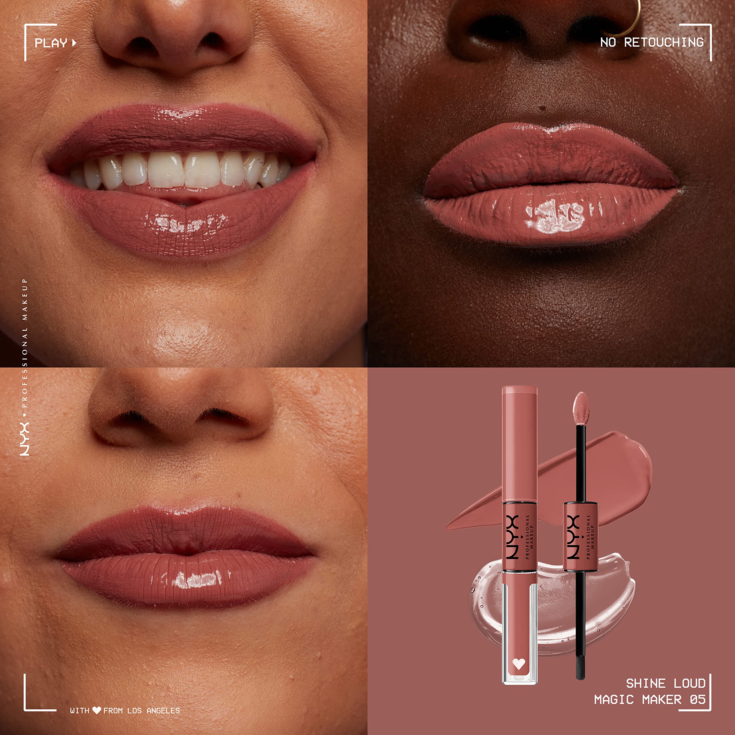 NYX PROFESSIONAL MAKEUP Shine Loud, Long-Lasting Liquid Lipstick with Clear Lip Gloss - Pack of 2 (Magic Maker, Goal Crusher) - Image 4