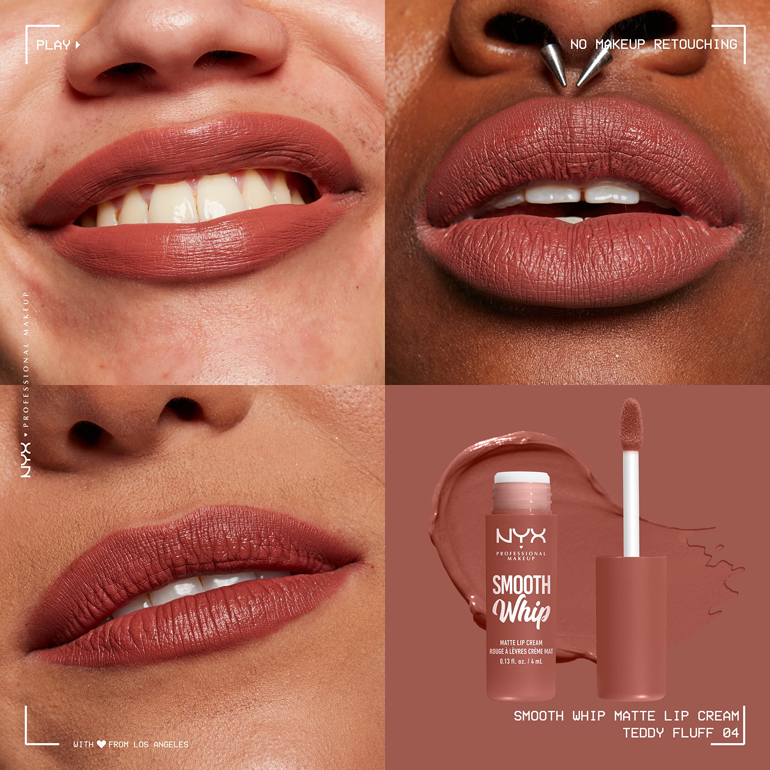 NYX PROFESSIONAL MAKEUP Smooth Whip Matte Lip Cream, Long Lasting, Moisturizing, Vegan Liquid Lipstick - Teddy Fluff (Midtone Pinky Brown) - Image 9