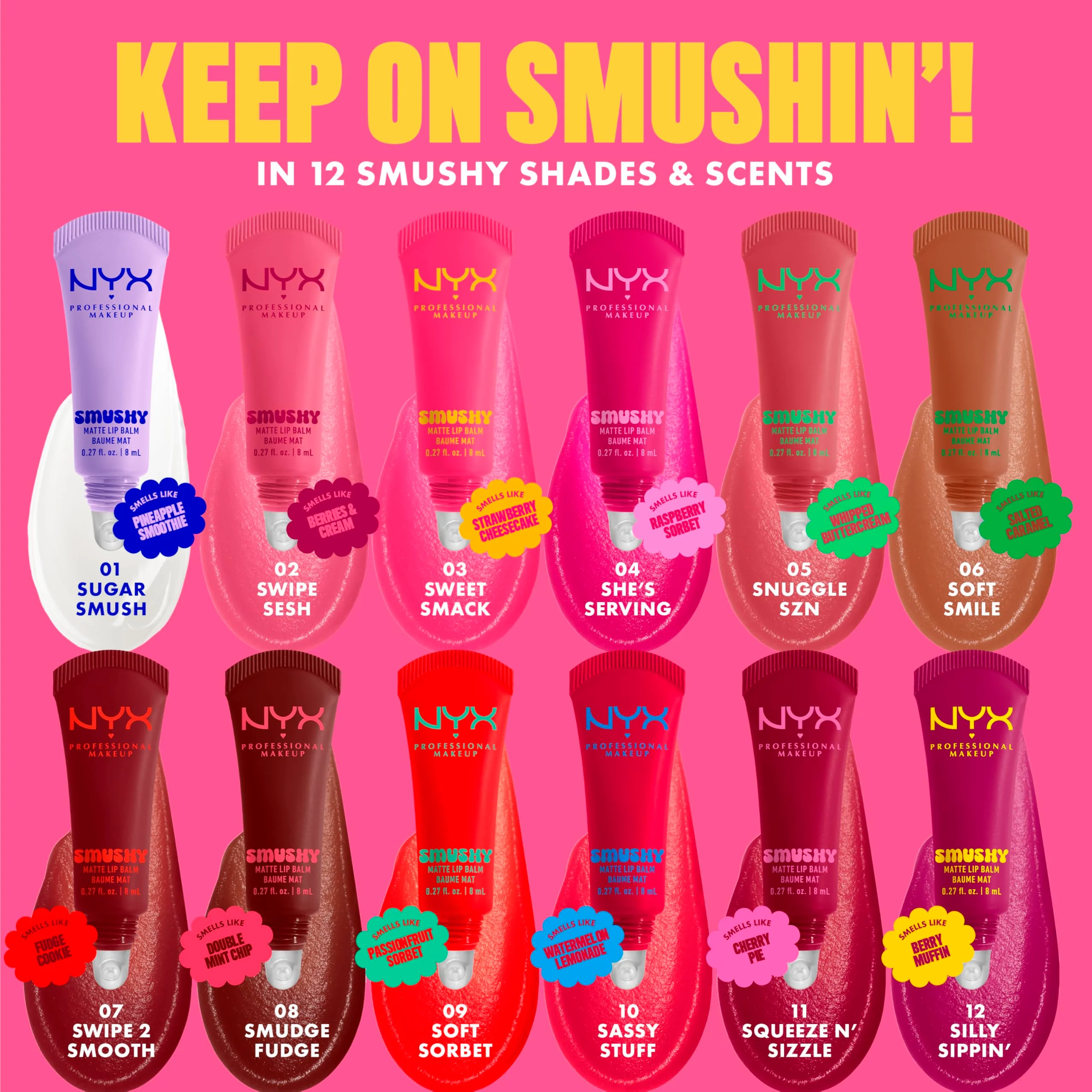 NYX PROFESSIONAL MAKEUP Smushy Matte Lip Balm, Tinted Lip Moisturizer with Soft, Matte Finish - Squeeze N' Sizzle (Cherry Red) - Image 2