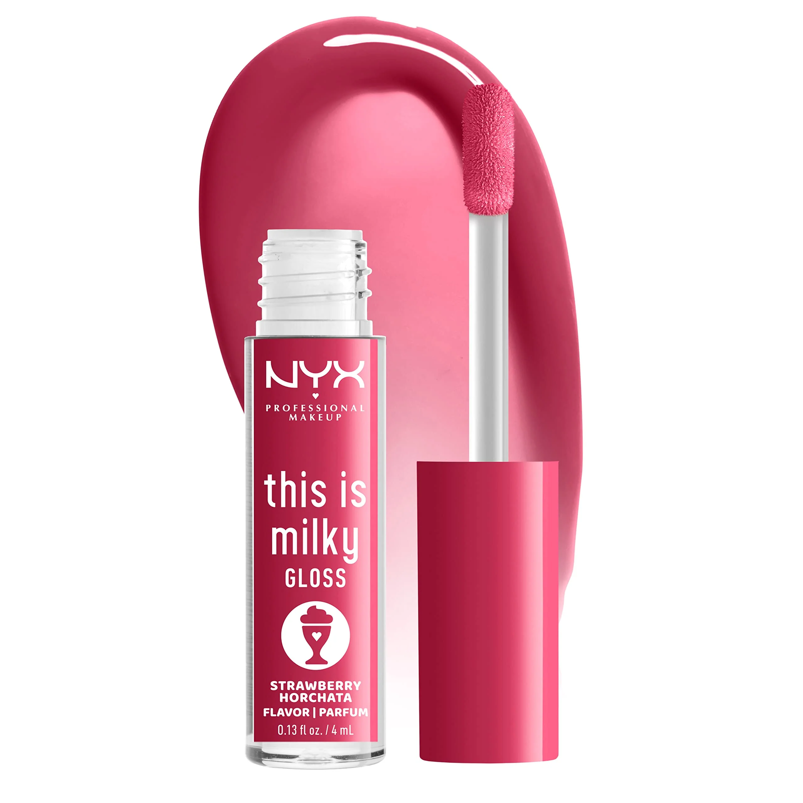 NYX PROFESSIONAL MAKEUP This Is Milky Gloss, Lip Gloss with 12 Hour Hydration, Vegan - Strawberry Horchata (Mauve Pink)
