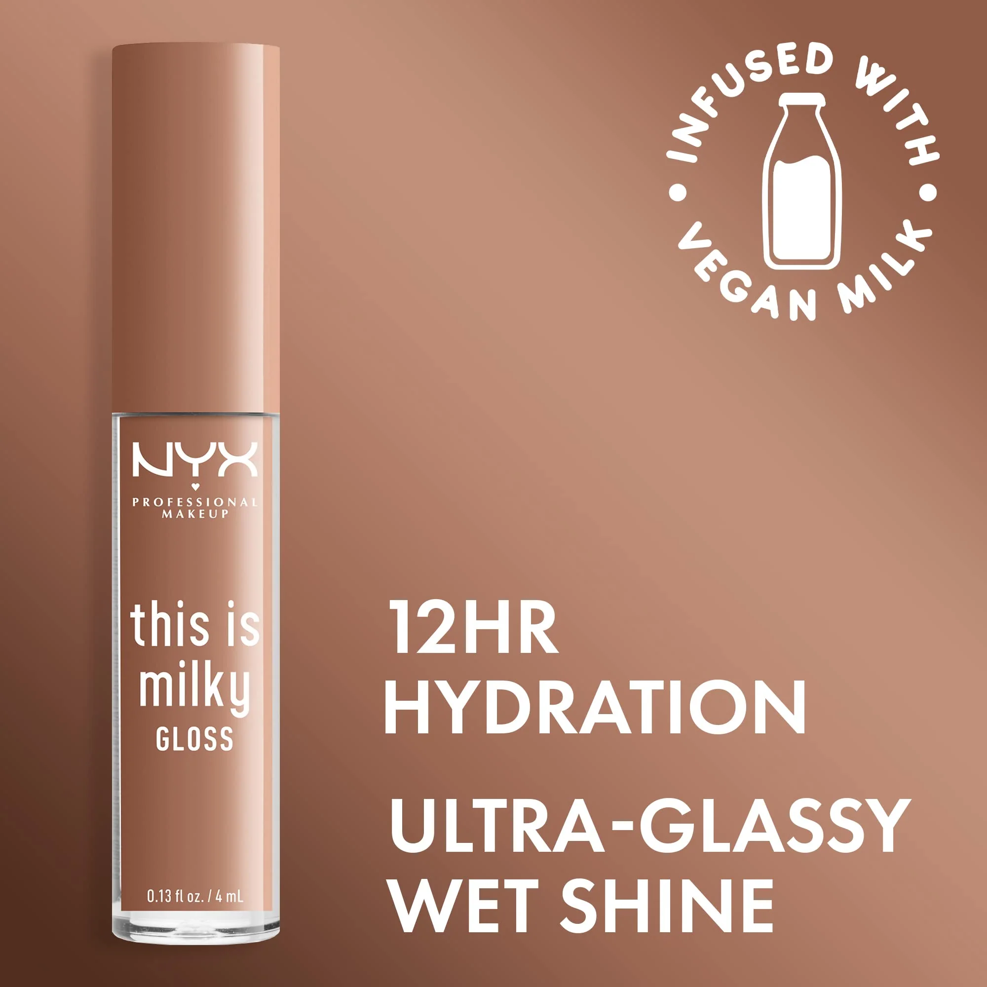 NYX PROFESSIONAL MAKEUP This Is Milky Gloss, Vegan Lip Gloss, 12 Hour Hydration - Cookies & Milk (Cool Beige Nude) - Image 6