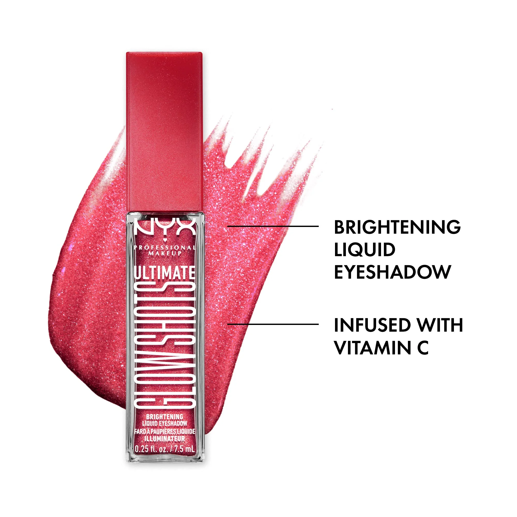 NYX PROFESSIONAL MAKEUP Ultimate Glow Shots, Liquid Eyeshadow, Long-Lasting Shimmer Eye Shadow with Vitamin C - Raspberry Rave - Image 9