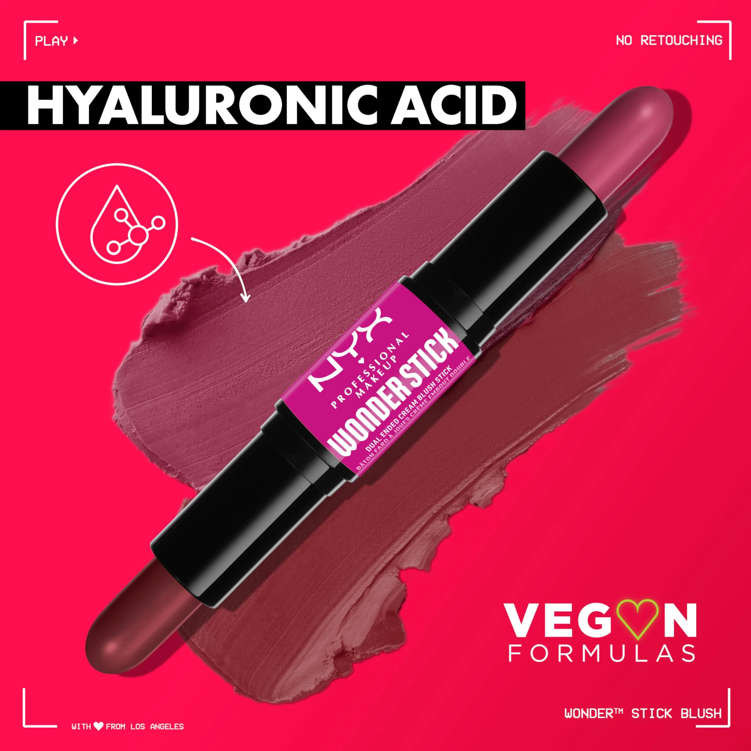 NYX PROFESSIONAL MAKEUP Wonder Stick Blush with Hydrating Hyaluronic Acid, Dual-Ended Cream Blush Stick - Coral & Deep Peach - Image 6