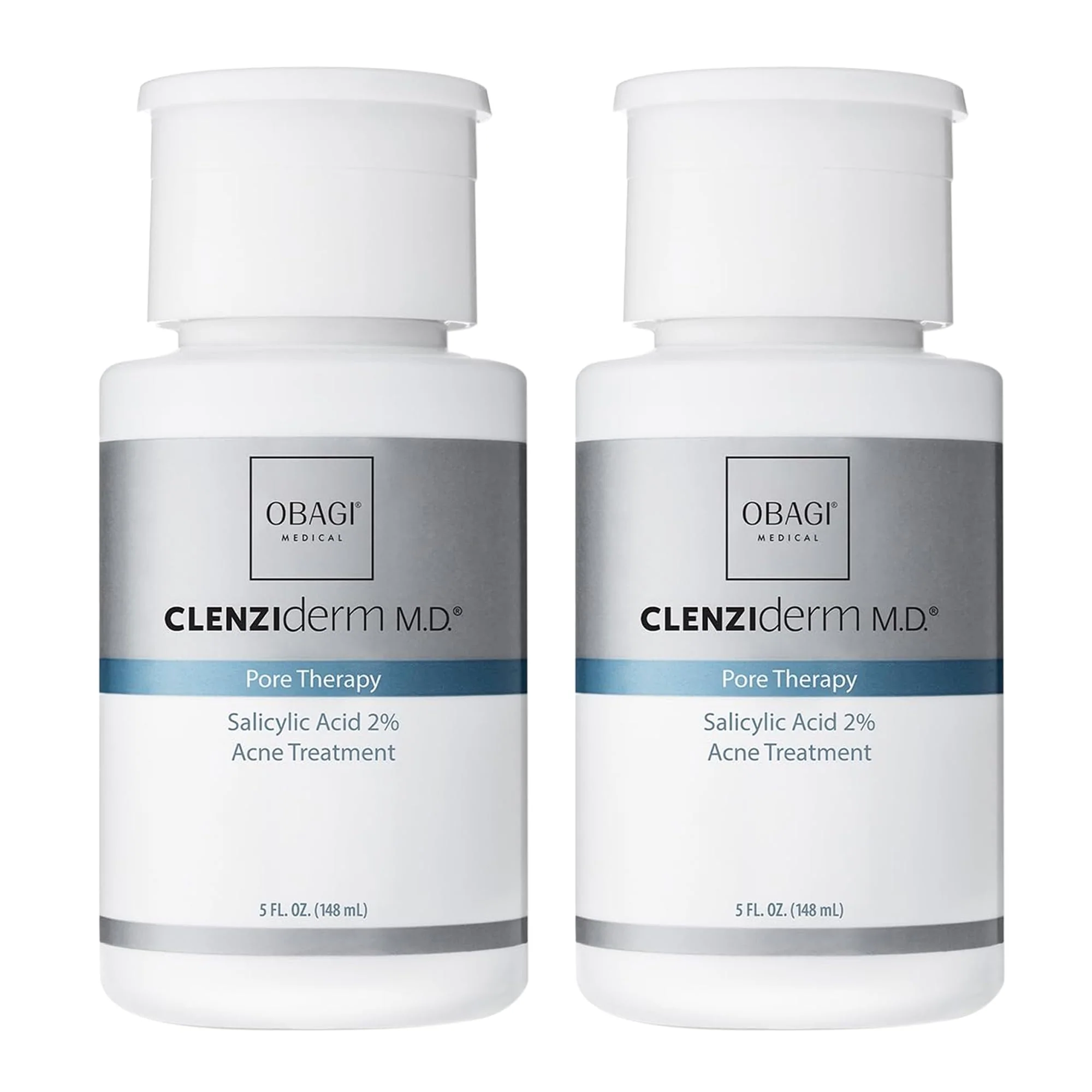 Obagi CLENZIderm M.D. Pore Therapy Exfoliating BHA Toner - Unclogs Pores with 2% Salicylic Acid Acne Treatment – Two Pack, 2 * 5 oz