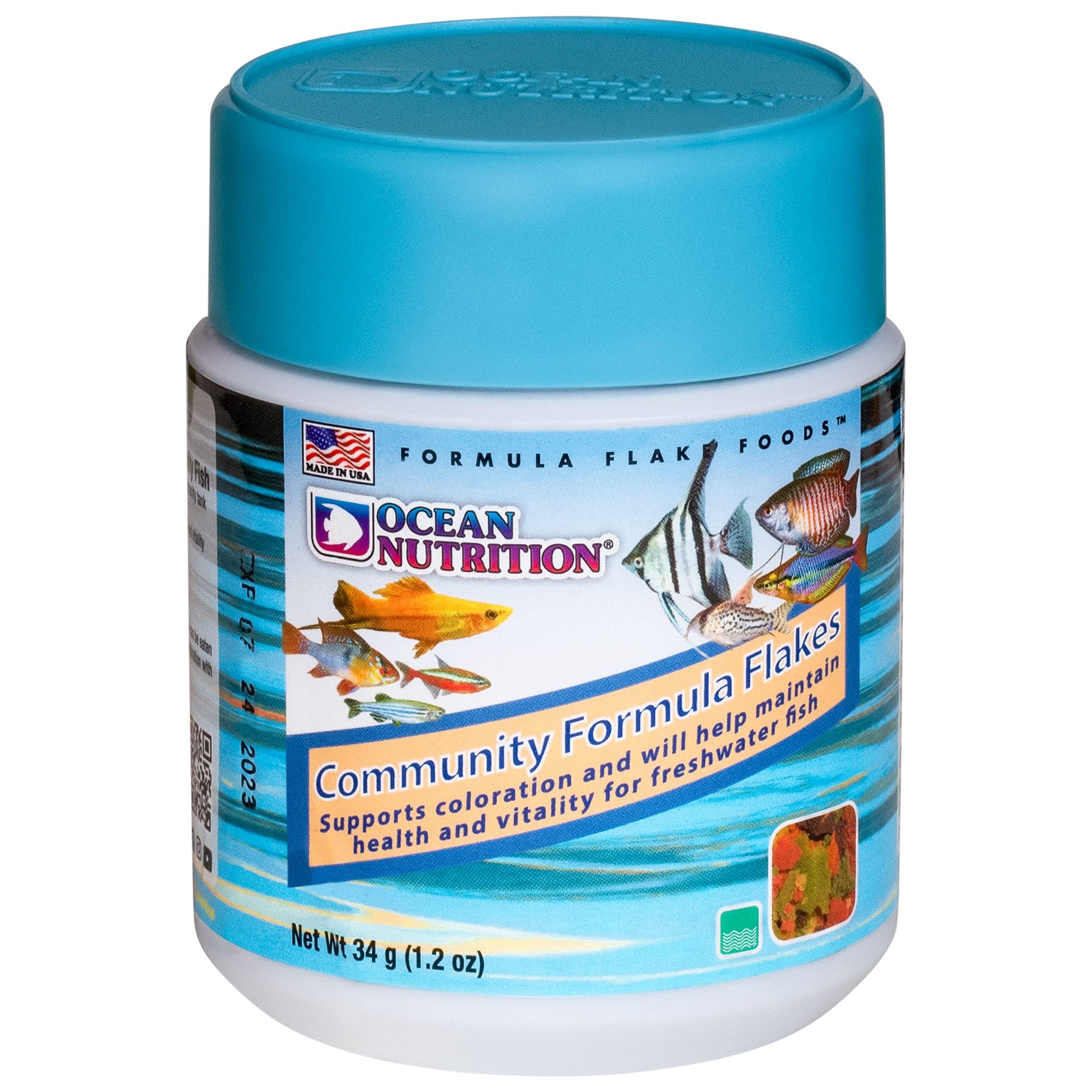 Ocean Nutrition Community Formula Flakes Fish Food - Natural Ingredient Fish Food Flakes for Freshwater Fish - Supports Health & Coloration, Made in USA, 1.2 oz (34 g) - Image 4