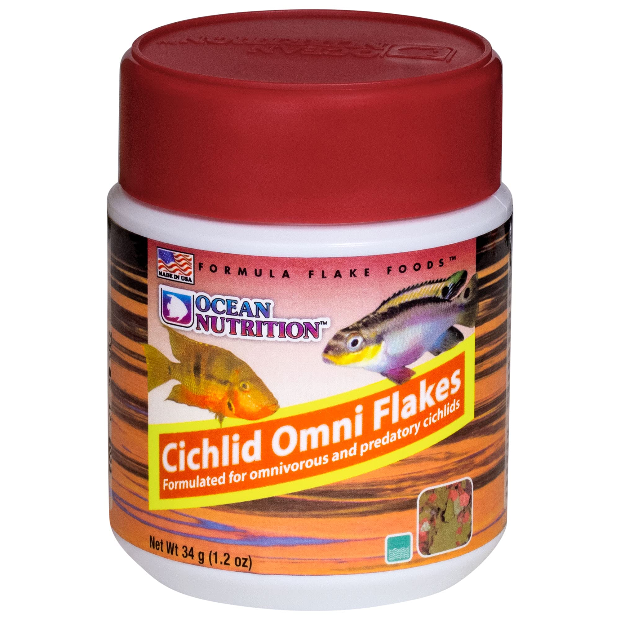 Ocean Nutrition Fish Food - Cichlid Fish Food, High Protein Fish Flakes, Tropical Fish Flakes, Ideal Cichlid Food for Angelfish, Kribensis, Ram Cichlids and More, Made in The USA, 1.2 oz (34 g) - Image 5