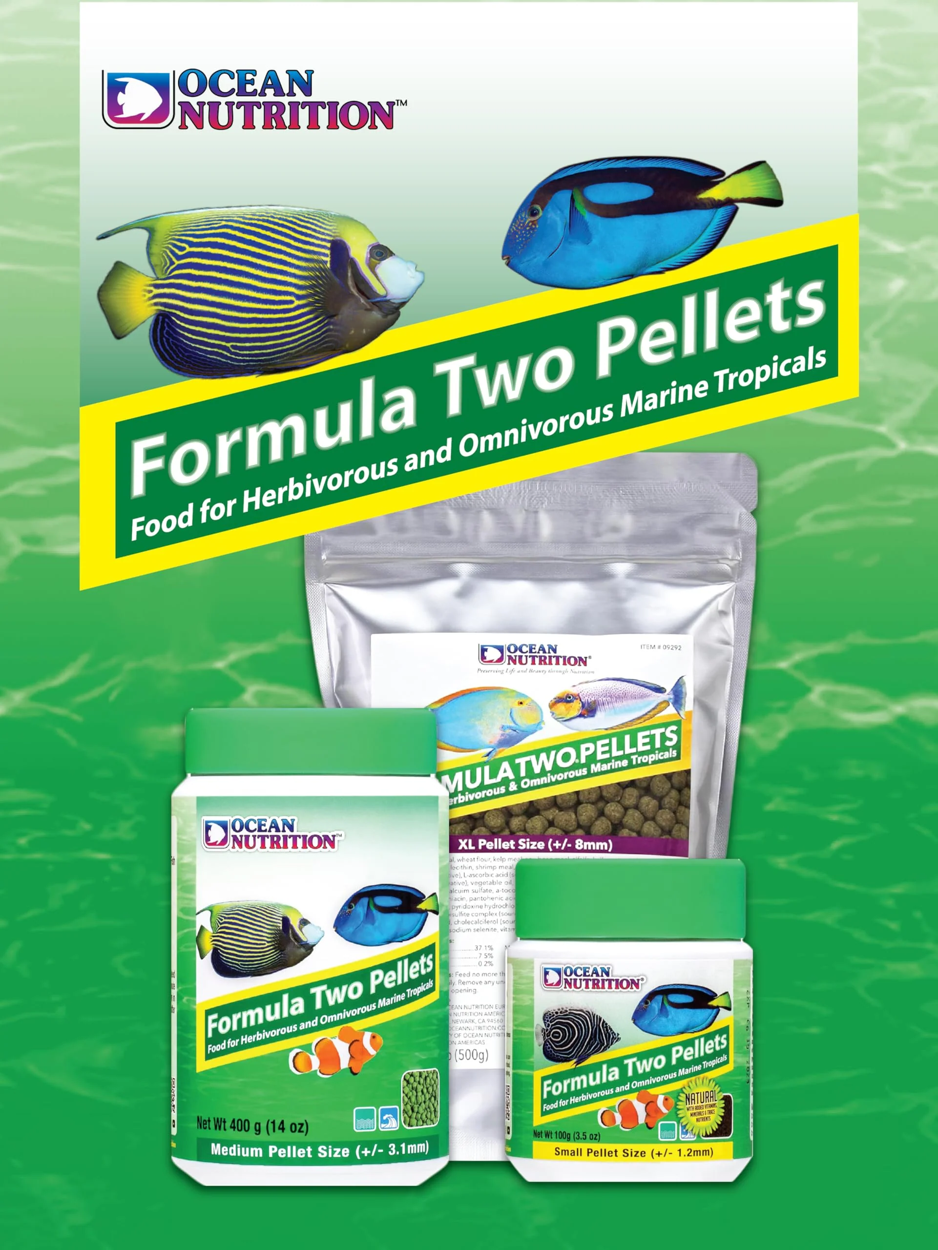 Ocean Nutrition Formula Two Pellets - Fish Food for Herbivorous & Omnivorous Marine Tropical Fish, High Protein(40%) - 7 oz (200 g) Small Pellets - Image 7