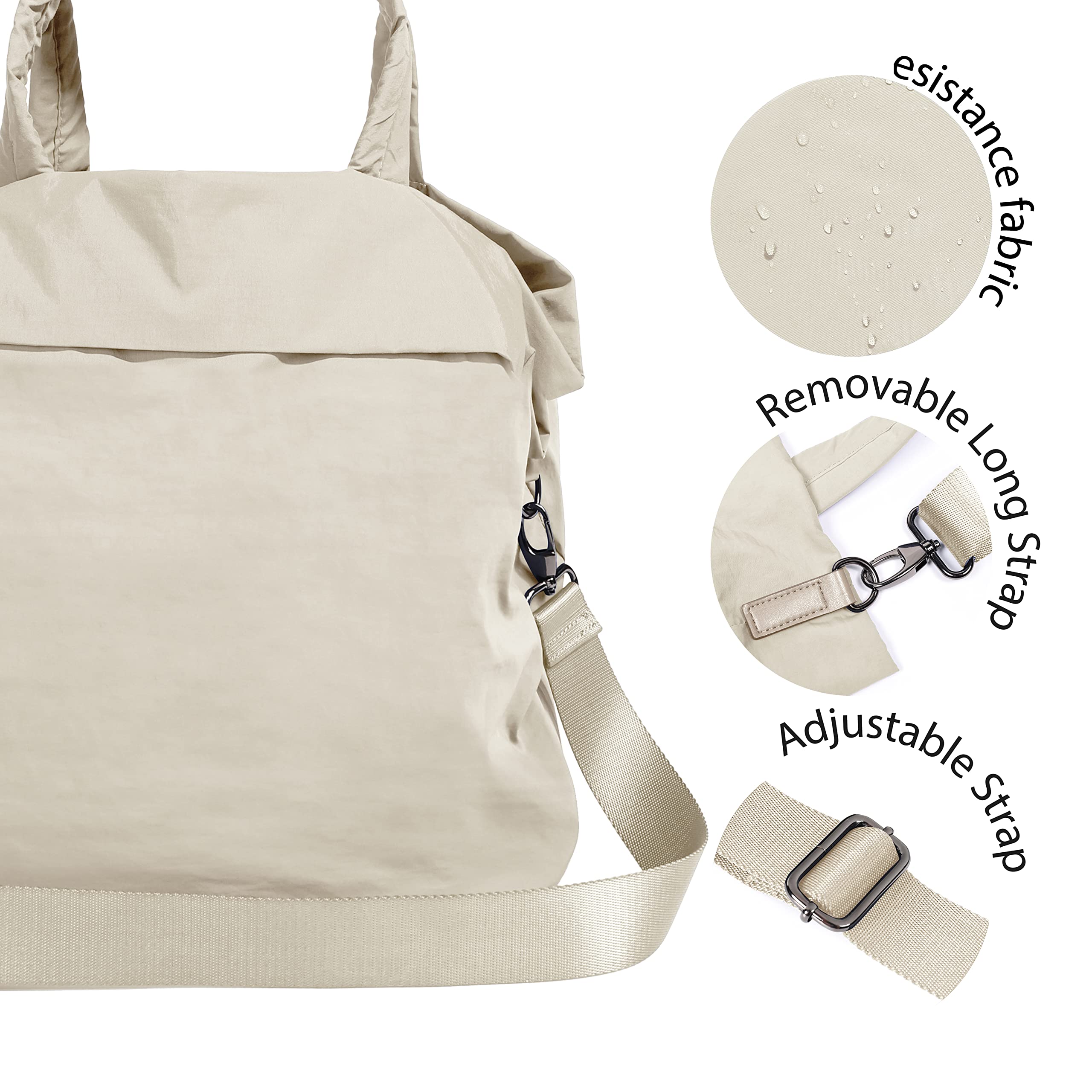 ODODOS 19L Multi Hobo Bags 2.0 with 2 Straps for Women, Totes Handbags, Crossbody Shoulder Bags, Beige - Image 3