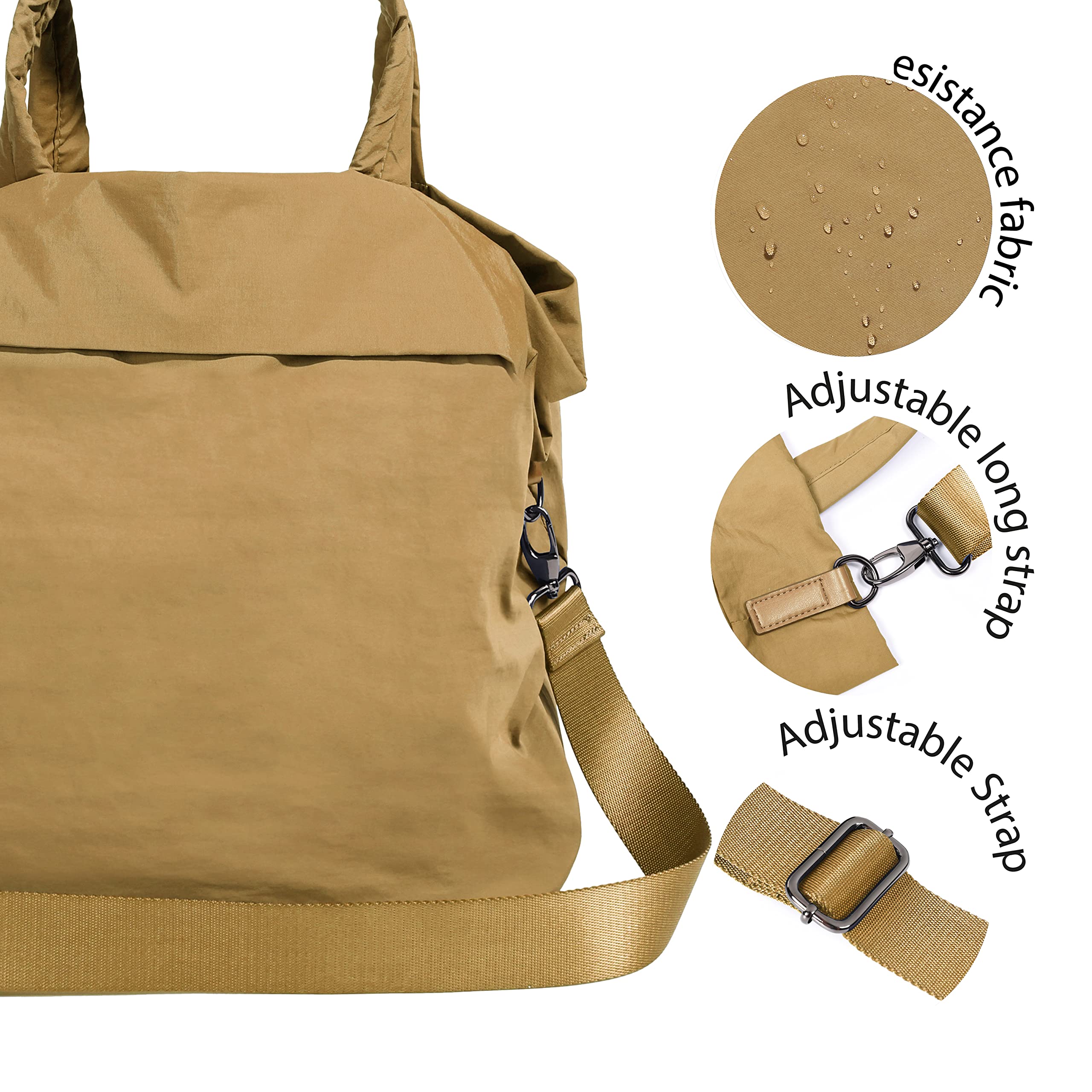 ODODOS 19L Multi Hobo Bags 2.0 with 2 Straps for Women, Totes Handbags, Crossbody Shoulder Bags, Caramel - Image 3