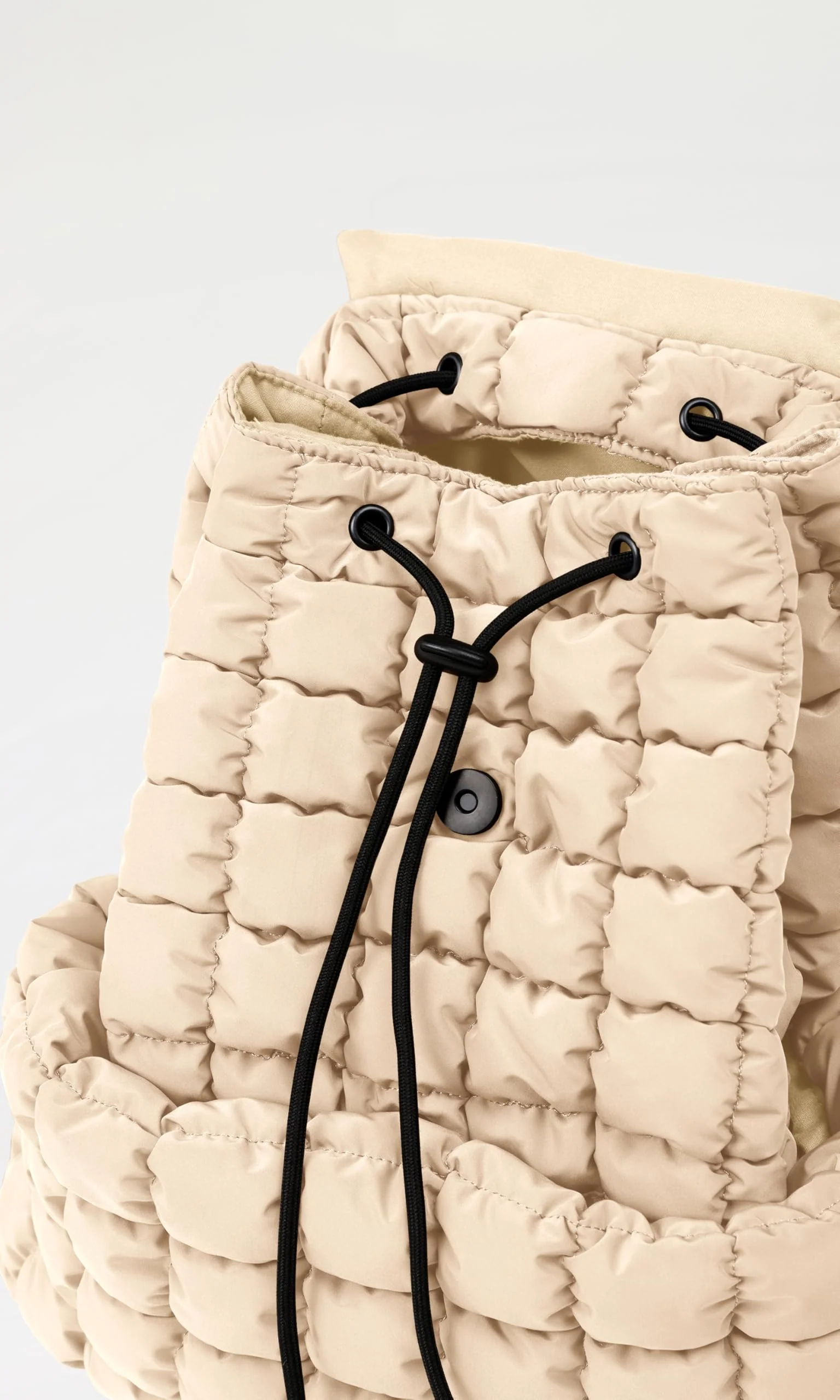 ODODOS Quilted Backpack 2.0 for Women Lightweight Puffer Hiker Pack Drawstring Padding Travel Gym Bag, Ivory - Image 3