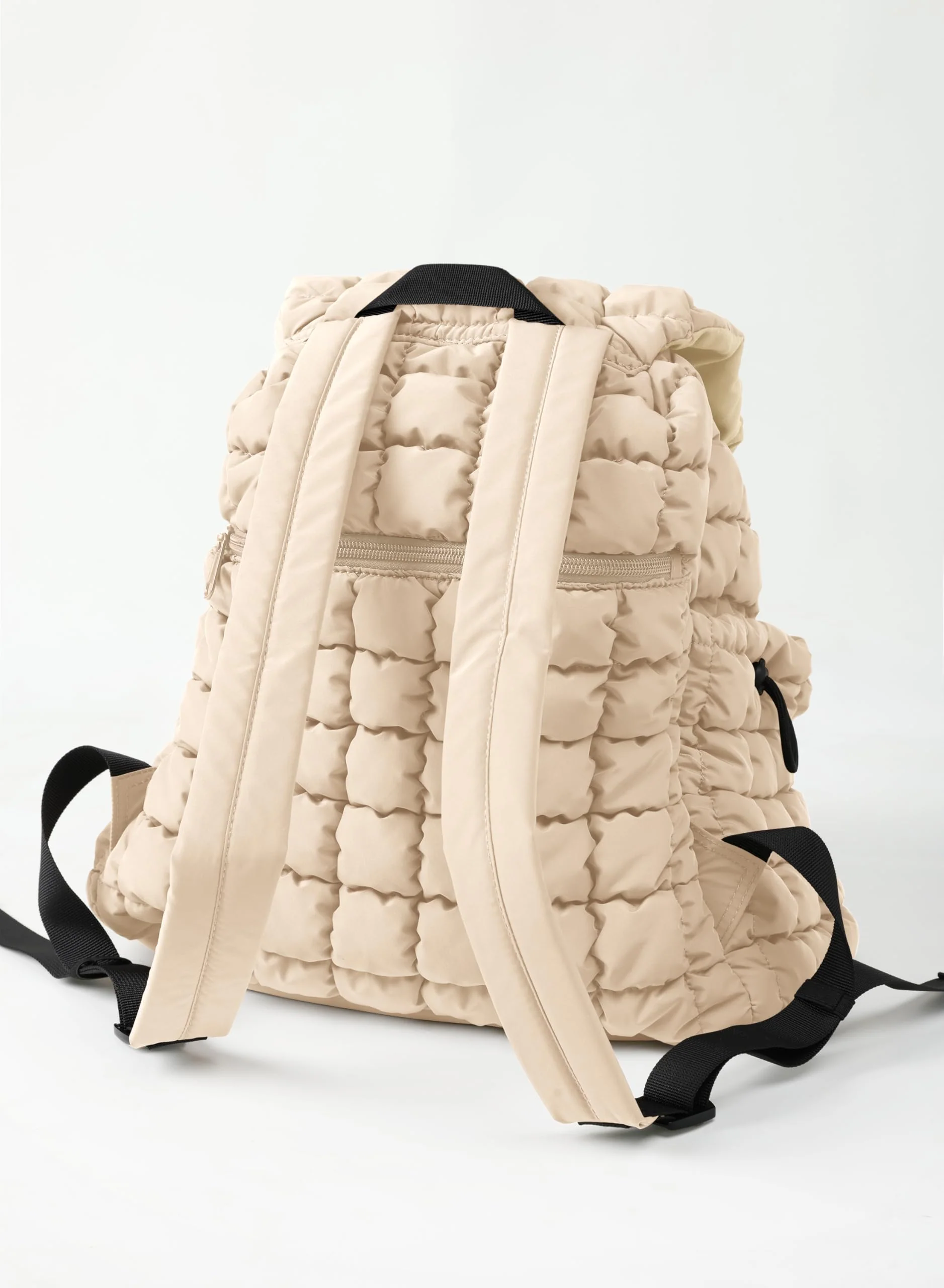 ODODOS Quilted Backpack 2.0 for Women Lightweight Puffer Hiker Pack Drawstring Padding Travel Gym Bag, Ivory - Image 4