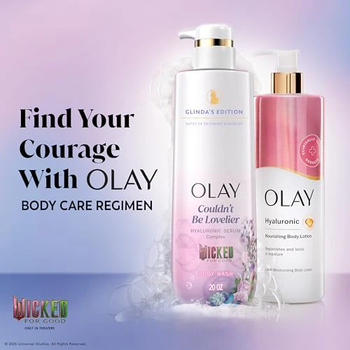Olay Body Wash for Women, Couldn't Be Lovelier Glinda's Edition, Intensely Hydrating & Renewing, Pro-Hyaluronic Acid Serum with Vitamin B3, For All Skin Types, Raspberry & Bubbles Scent, 20 fl oz - Image 4