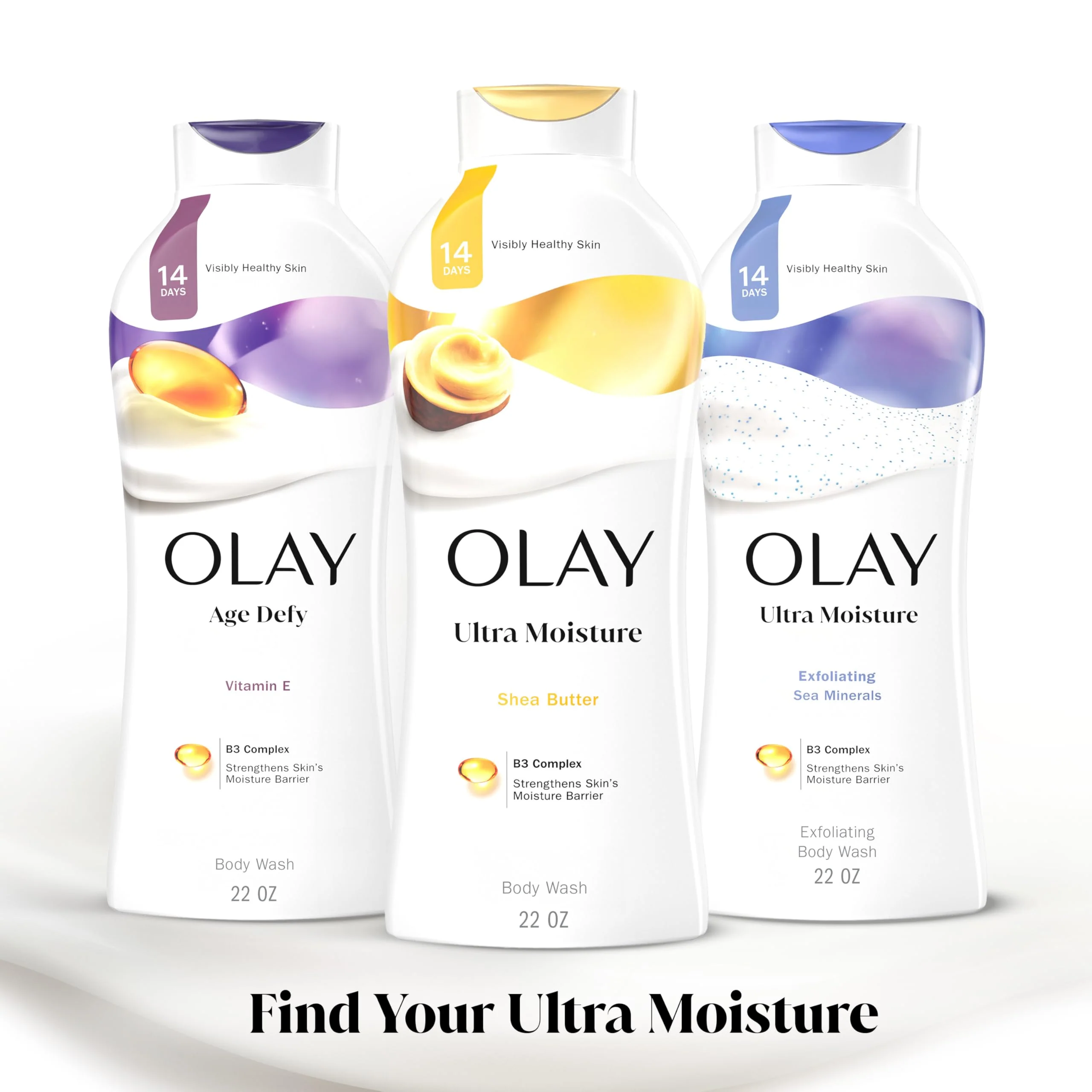 Olay Body Wash for Women, Ultra Moisture, 24hr Moisturizing, Hydrating & Refreshing, B3 Vitamin Complex, Free of Parabens & Phthalates, for All Skin Types, Shea Butter Scent, 22 fl oz (Pack of 4) - Image 6