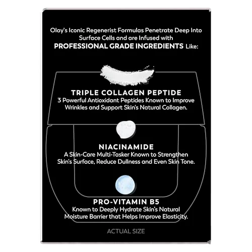 Olay Face Moisturizer, Regenerist Micro-Sculpting Cream for Women, Fragrance-Free - Anti-Aging, Anti-Wrinkle, Firming Skin Care - Triple Collagen Cream, Peptide, Hyaluronic Acid, Niacinamide, 1.7oz - Image 3