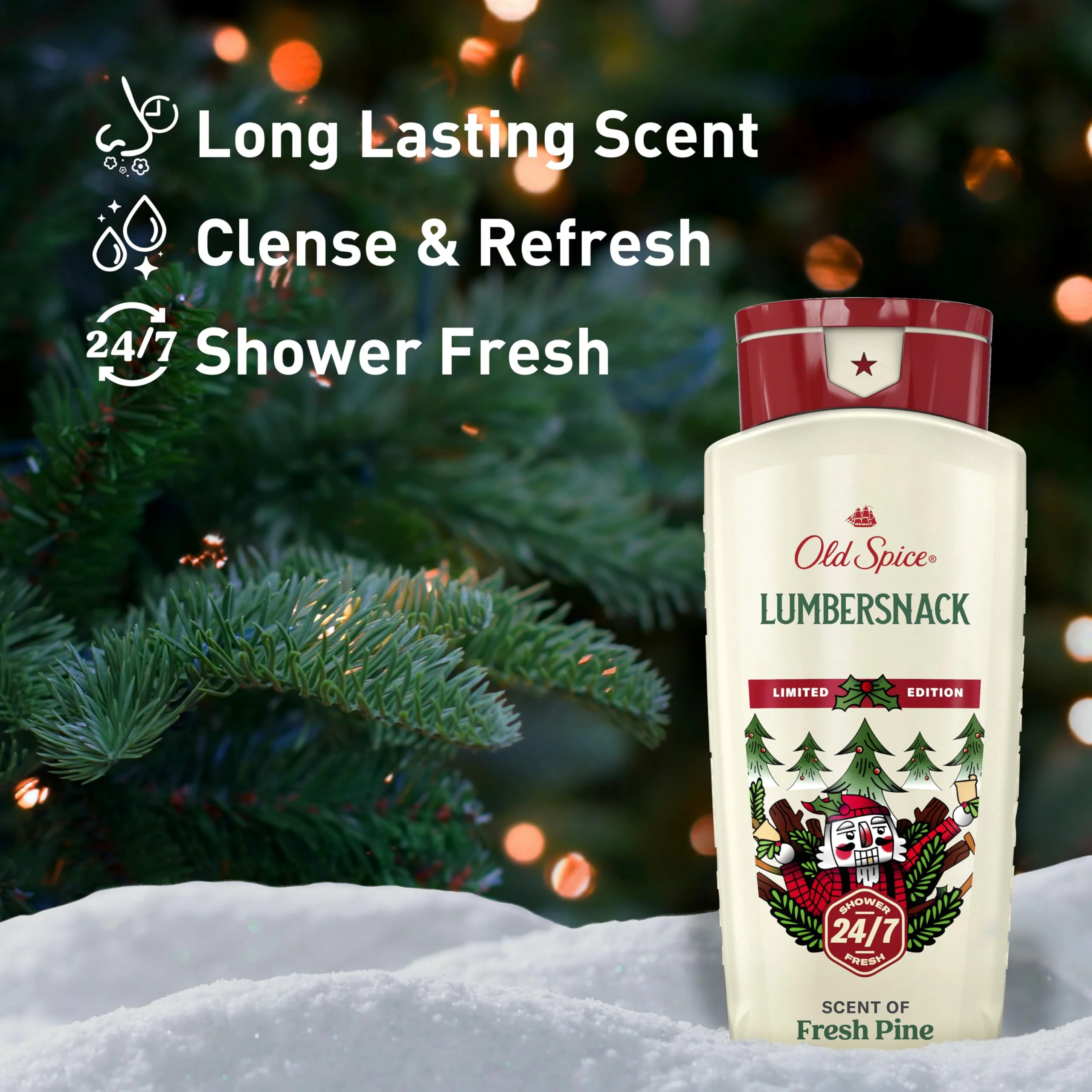 Old Spice Body Wash for Men, Holidudes Holiday Edition, 24/7 Holiday Freshness, Lasting Scent and Rich Lather, Stocking Stuffer, Lumbersnack with Fresh Pine Scent, 16 oz - Image 13
