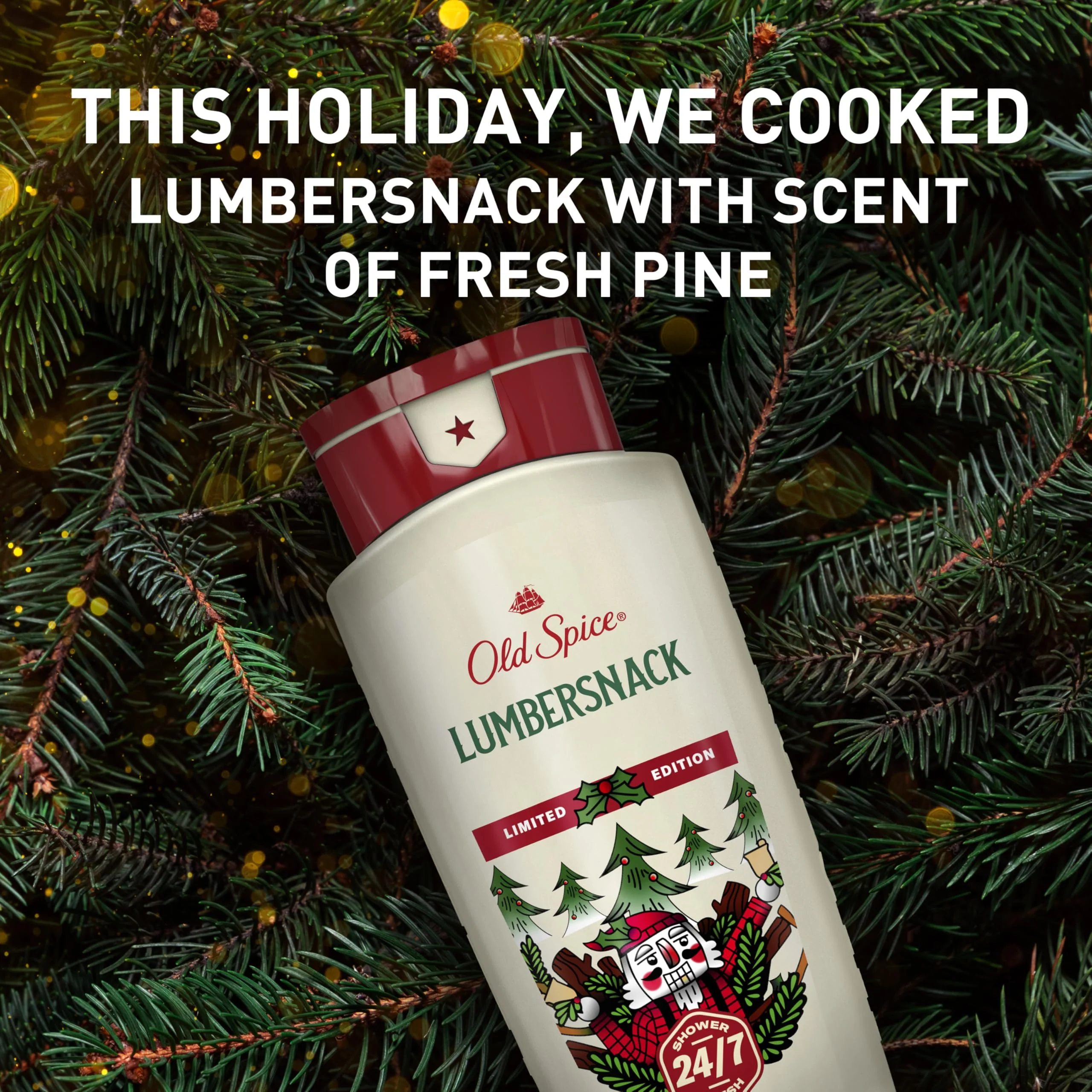 Old Spice Body Wash for Men, Holidudes Holiday Edition, 24/7 Holiday Freshness, Lasting Scent and Rich Lather, Stocking Stuffer, Lumbersnack with Fresh Pine Scent, 16 oz - Image 8
