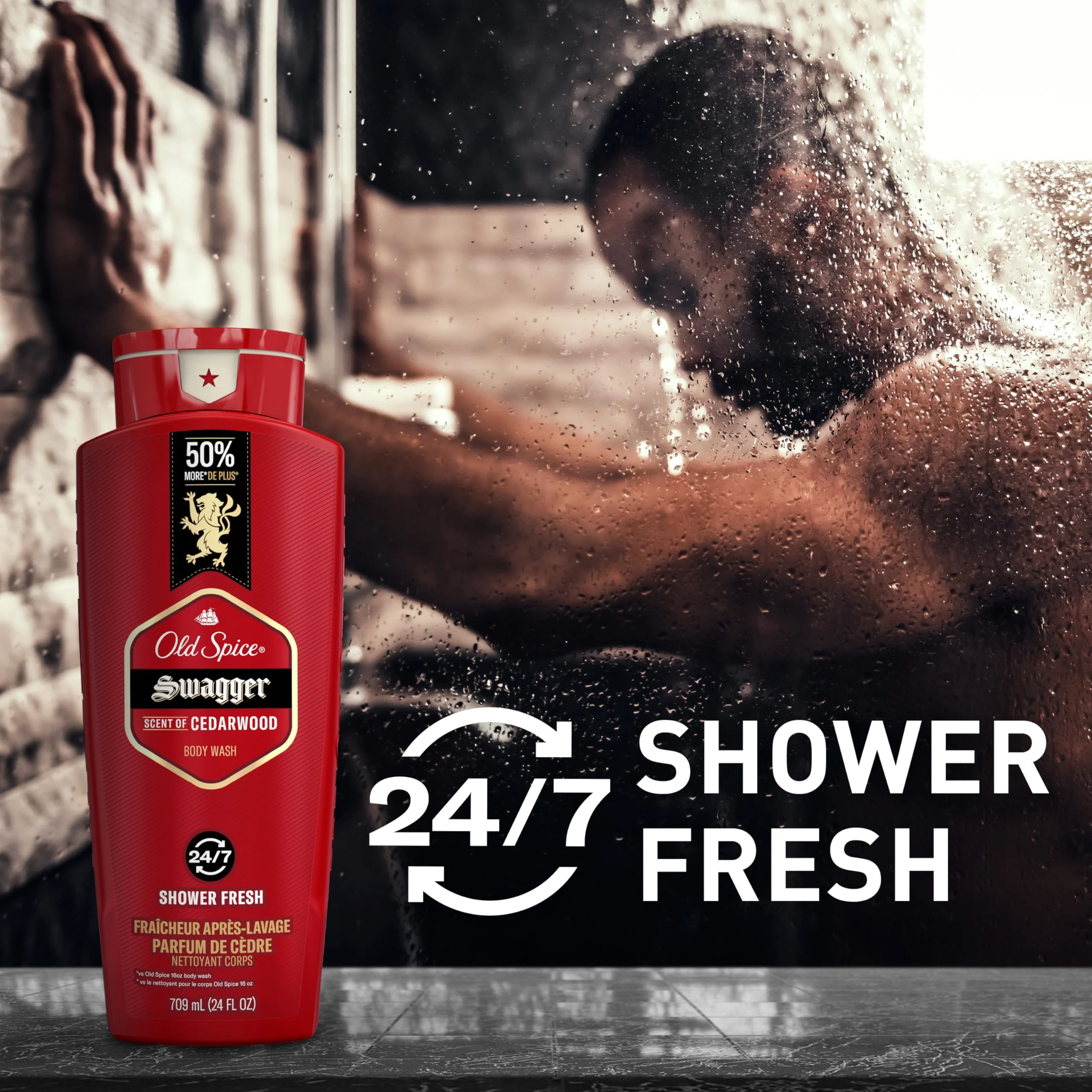 Old Spice Refreshing Body Wash for Men, 3X Defense, 24/7 Shower Fresh with Long Lasting Scent, Red Collection, Swagger with Cedarwood Scent, 24 oz (Pack of 2) - Image 9