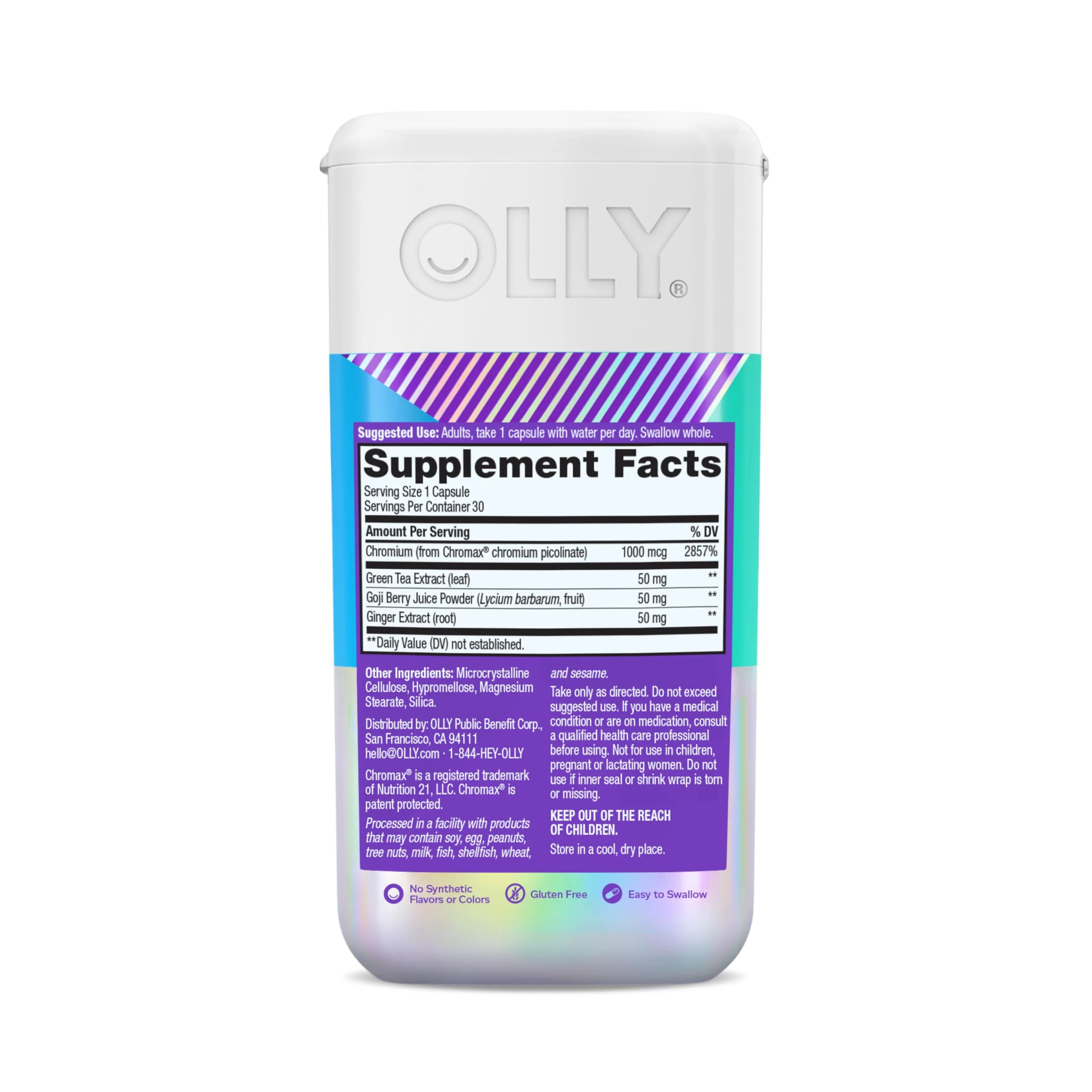 OLLY Combat Cravings, Metabolism & Energy Support Supplement,1000 mcg Chromium, Green Tea, Goji Berry, Ginger - 30 Count - Image 7