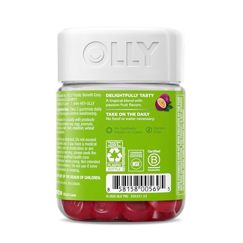 OLLY Daily Energy Gummy, Caffeine Free, Vitamin B12, CoQ10, Goji Berry, Adult Chewable Supplement, Tropical Flavor - 60 Count - Image 4