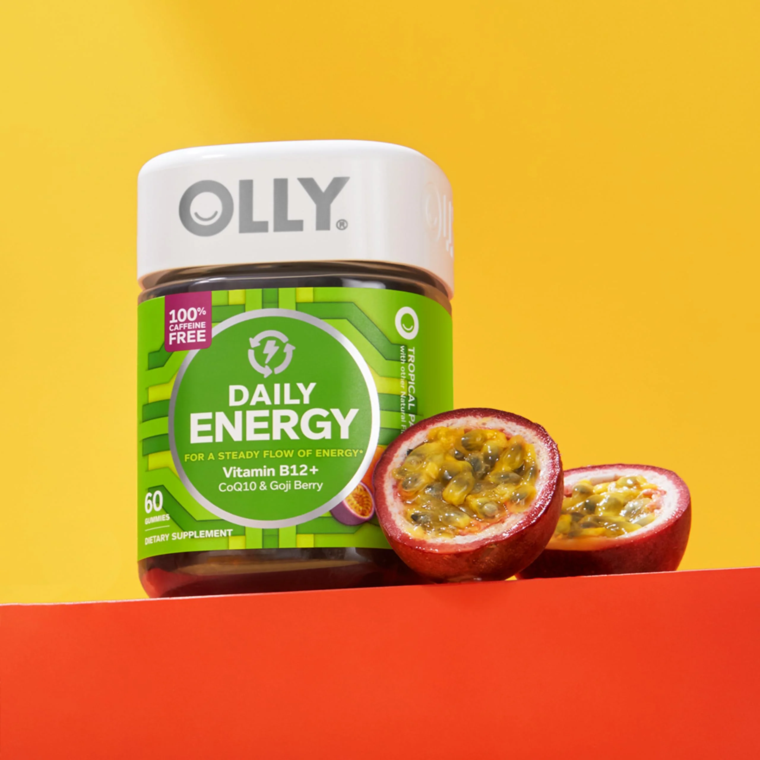 OLLY Daily Energy Gummy, Caffeine Free, Vitamin B12, CoQ10, Goji Berry, Adult Chewable Supplement, Tropical Flavor - 60 Count - Image 8