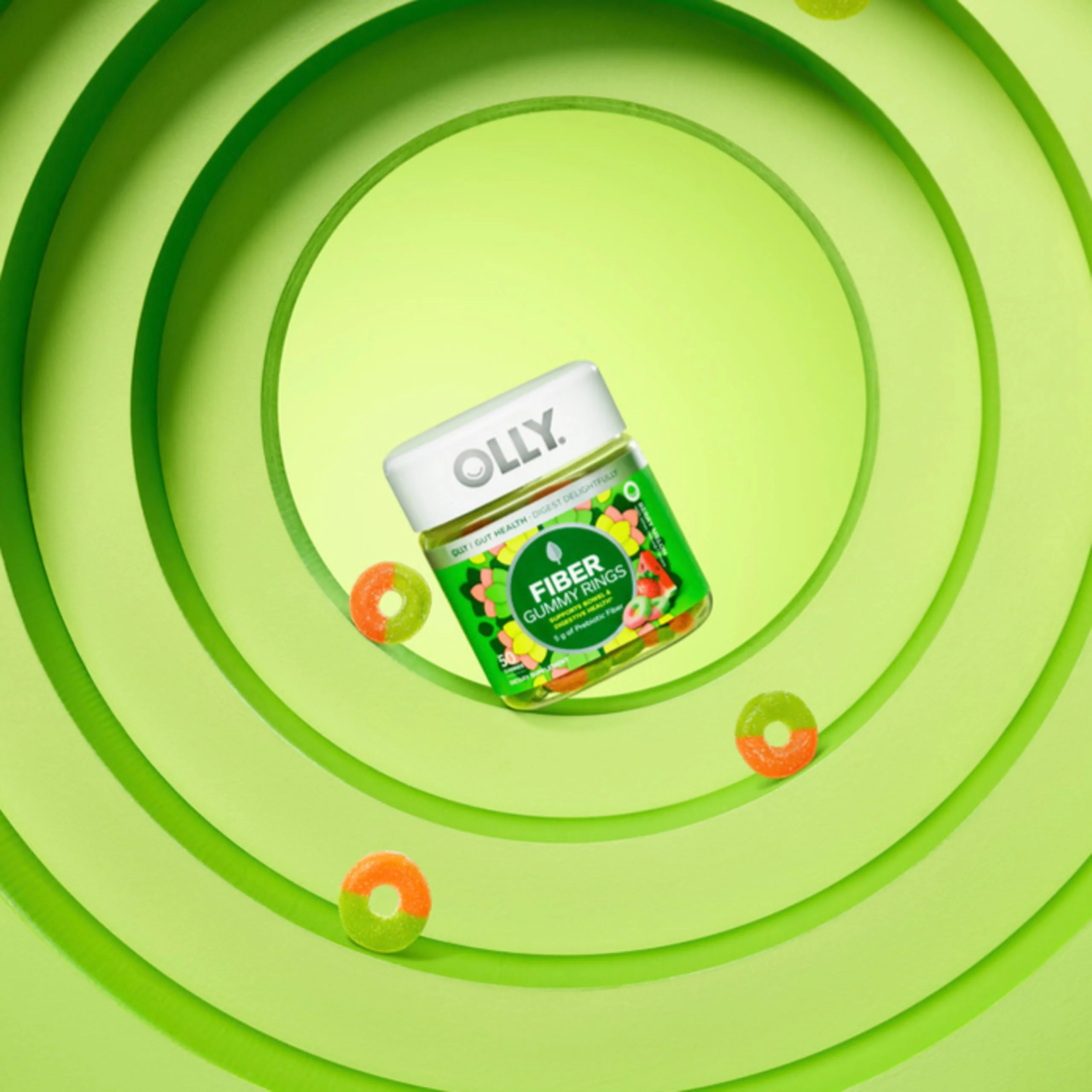 OLLY Fiber Gummy Rings, 5g Prebiotic Fiber, FOS (Fructo-oligosaccharides), Digestive Support, Berry Melon 50ct - Image 7