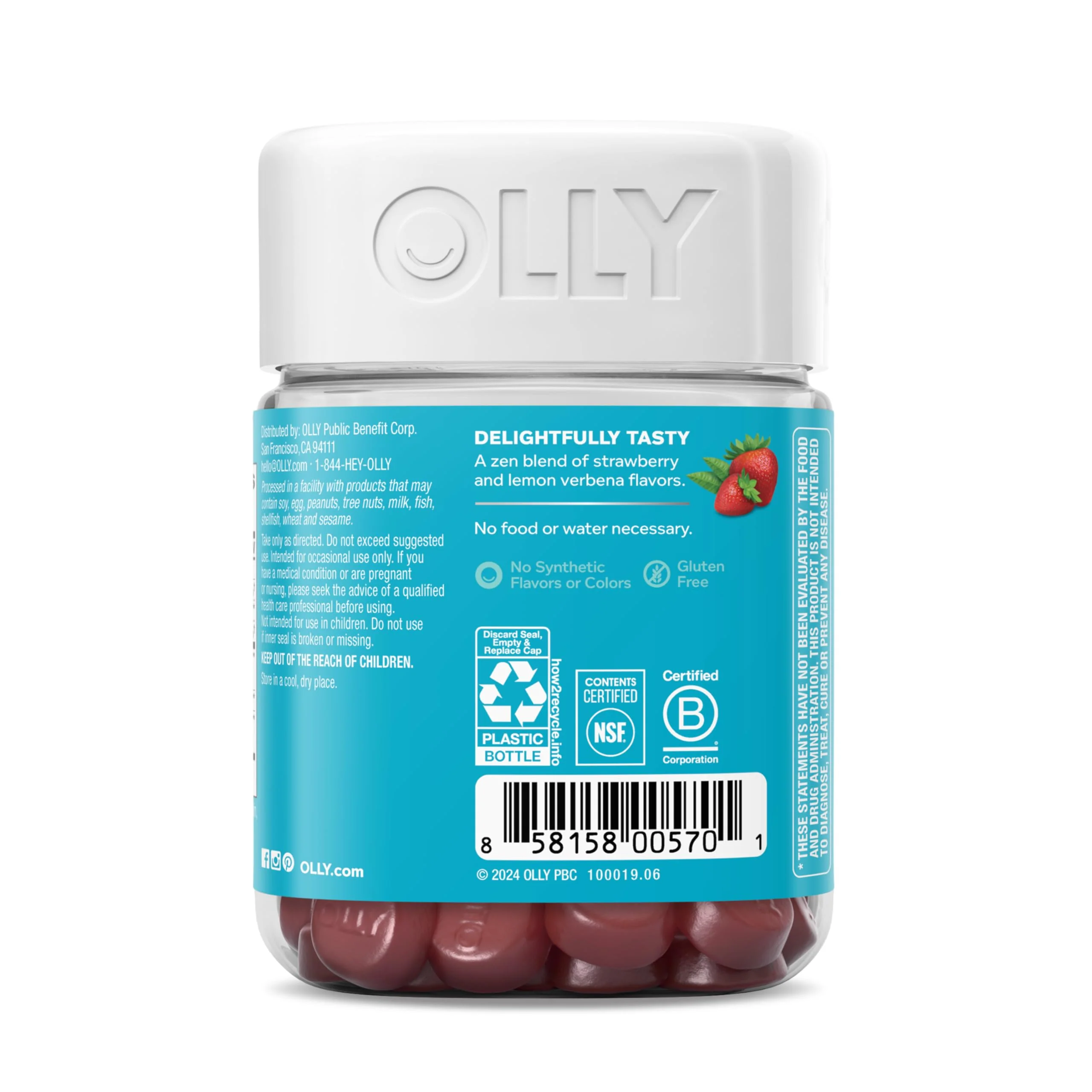OLLY Goodbye Stress Gummy, GABA, L-Theanine, Lemon Balm, Stress Relief Supplement, Berry - 42 Count - Image 6