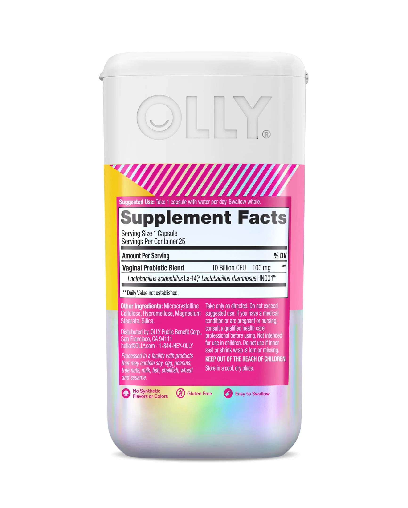 OLLY Happy Hoo-Ha Capsules, Probiotic for Women, Vaginal Health and pH Balance, 10 Billion CFU, Gluten Free - 25 Count - Image 3