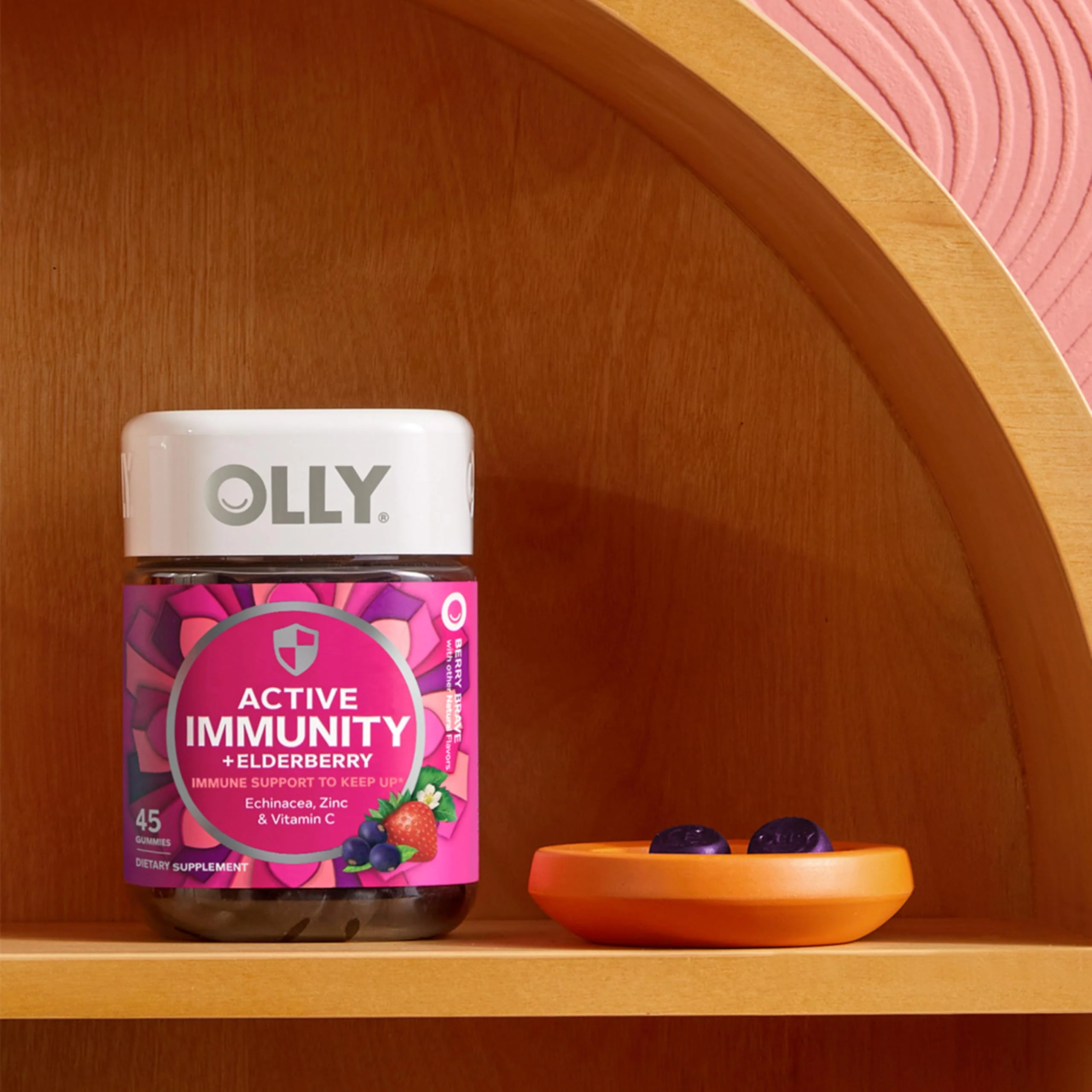 OLLY Immunity Gummy, Immune Support, Elderberry, Zinc, Vitamin C, Supplement, Berry Flavor, 15 Day Supply - 45 Count - Image 2