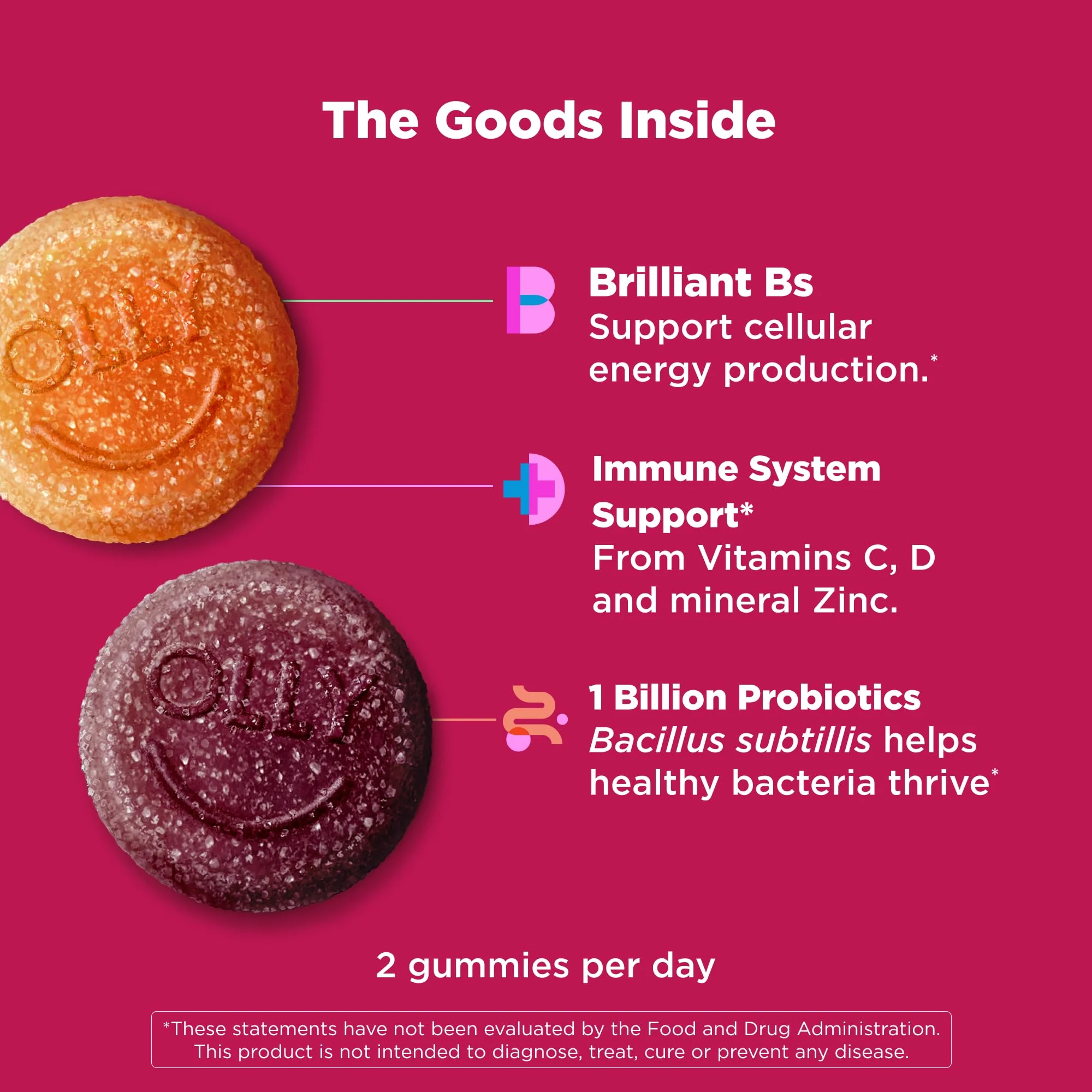OLLY Multi + Probiotic Adult Multivitamin Gummy, 1 Billion CFUs, Digestive and Immune Support Chewable Supplement, Tropical Twist, 35 Day Supply - 70 Count - Image 9